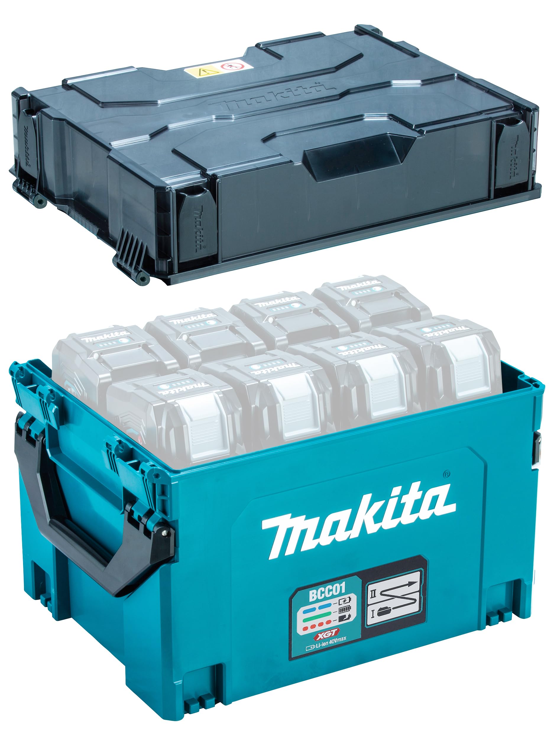 Makita Mallette de chargement de batterie BCC01, 40 V max., 8 emplacements, série XGT, pétrole/noir 1914U3-7