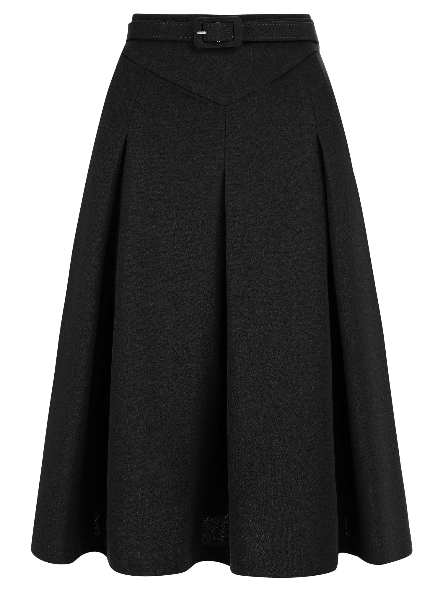 Allegra K Damenrock, Büro, Arbeit, Gürtel, Taille, Midi, A-Linie, Faltenrock