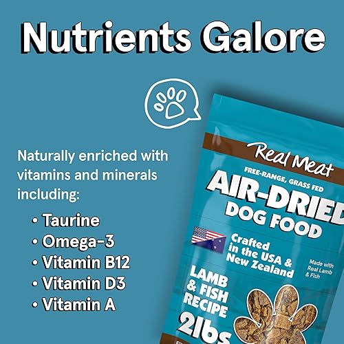 Miniatura 96 de Real Meat - Alimento para perros secado al aire con cordero y pescado real, bolsa de 5 libras de alimento real para perros de carne real sin granos
