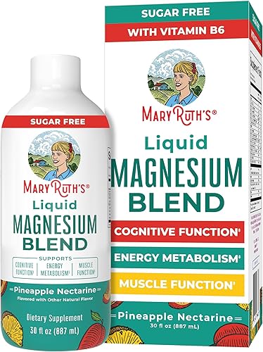 Suplemento de magnesio líquido de MaryRuth's con taurato de magnesio Malato de magnesio A partir de 4 años Función cognitiva Salud ósea