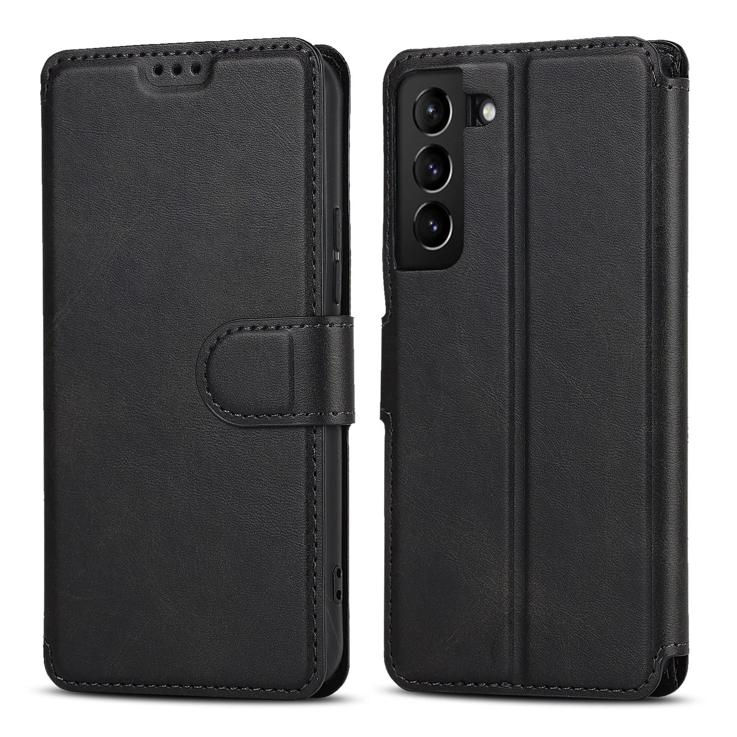 Étui de téléphone en cuir Samsung S24 Ultra support portefeuille noir