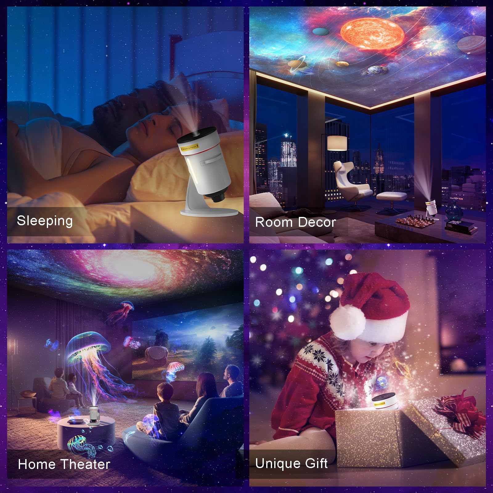 Sternenhimmel Projektor, 4K HD Realistisches Planetarium Projektor, Galaxy Projector Skylight Projector Lampe mit Timer und 8-Farbiges Nachtlicht,Sternenprojektor für Kinderzimmer