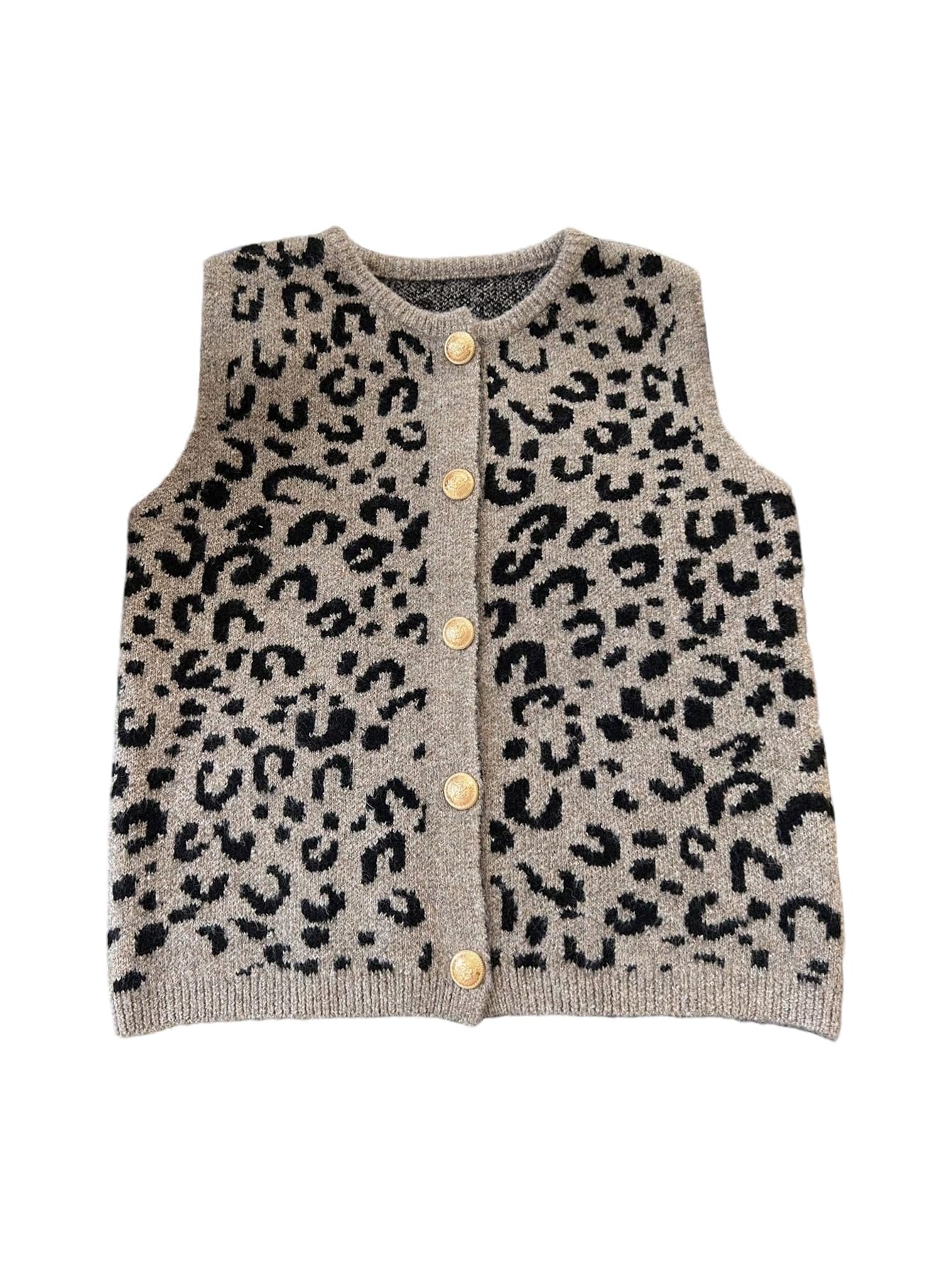 Womens Button Down Sweater Vest Sleeveless Crewneck Knit Outerwear Old Money Knitwear
