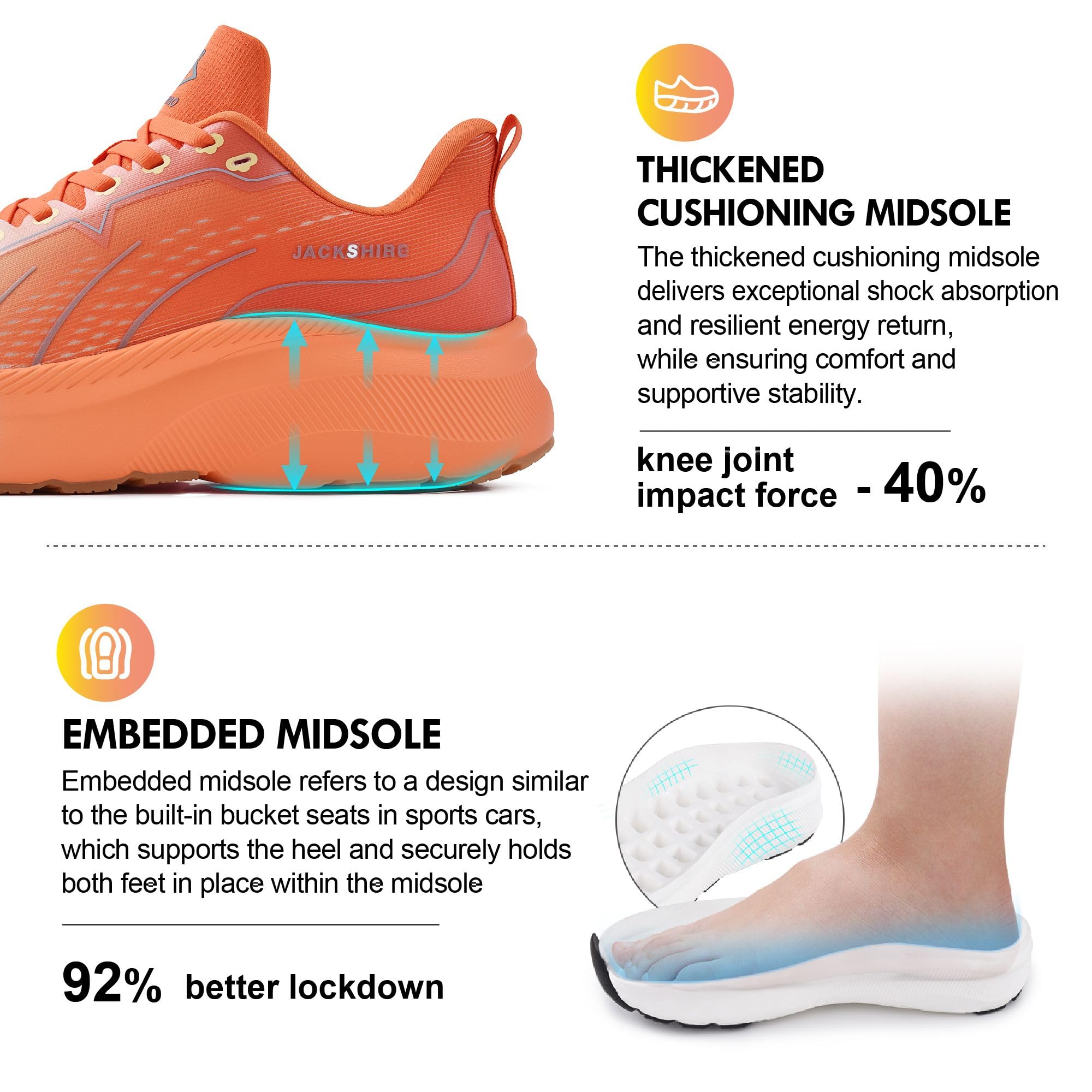 JACKSHIBO Zapatos deportivos para hombre, manos libres, puntera ancha, con soporte de arco, tenis anchos para correr, caminar, tenis, atletismo, fascitis plantar, zapatos ortopédicos con amortiguación