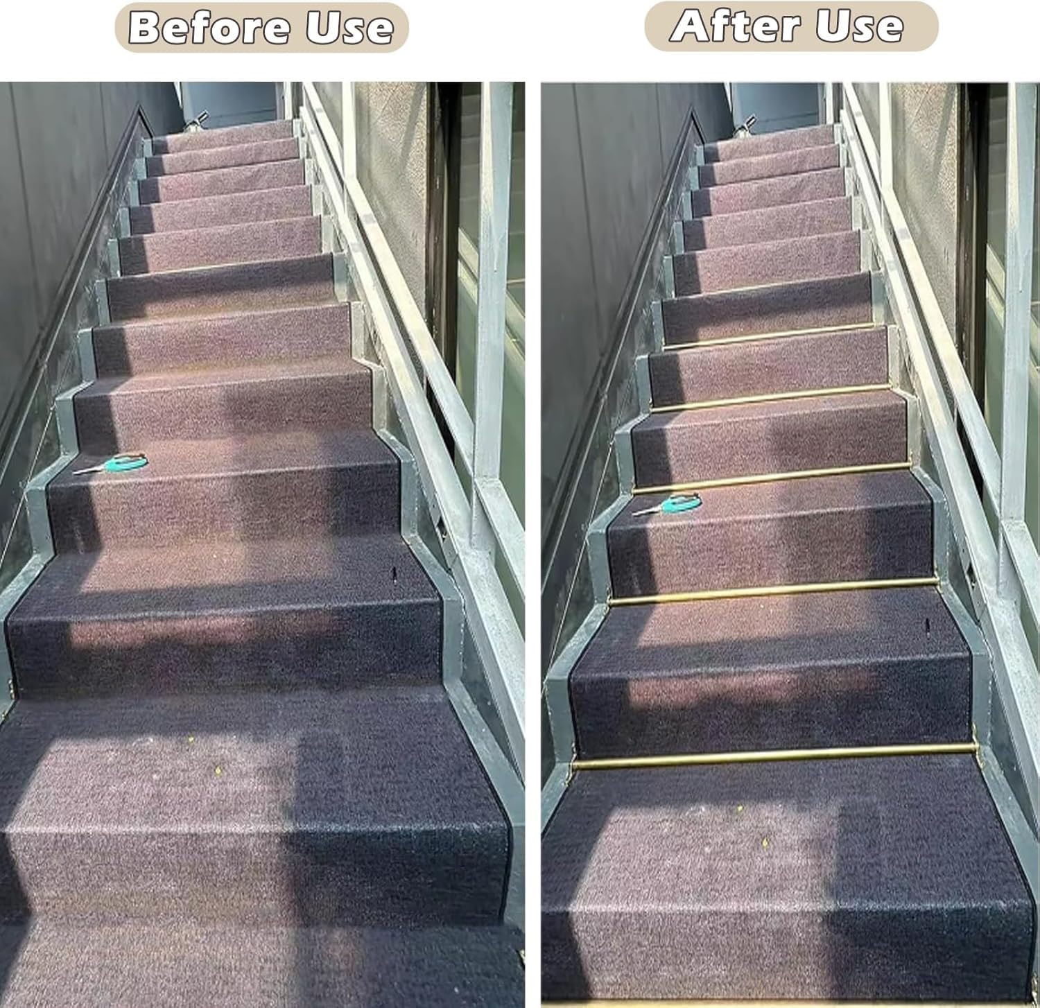 Modernas pinzas antideslizantes para alfombras con kit de montaje y soportes, 16 varillas de latón para peldaños comerciales y corredores de 76 cm / 30in, diseño tubular