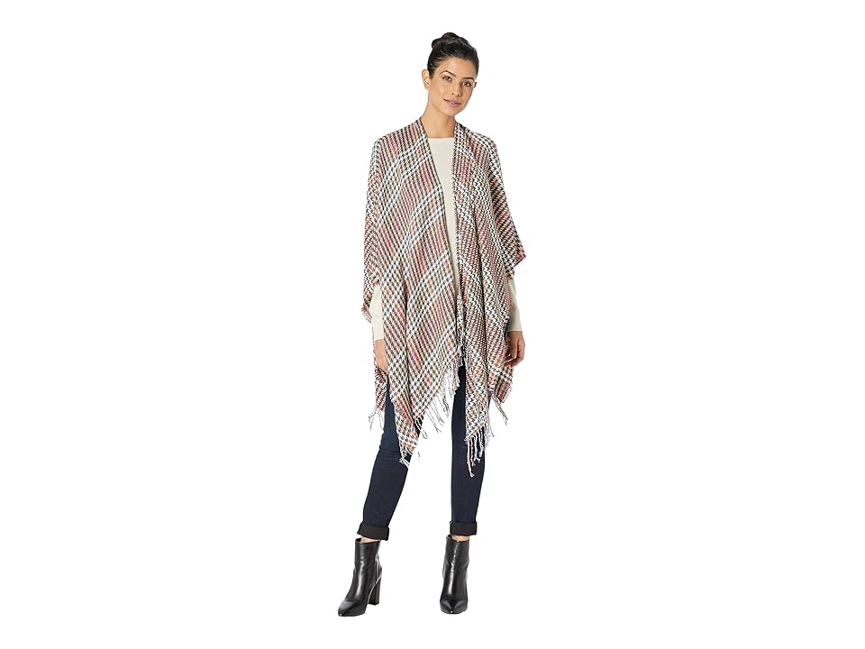 

Vince Camuto Supersoft Plaid Houndstooth Ruana (Gold) Women's Clothing