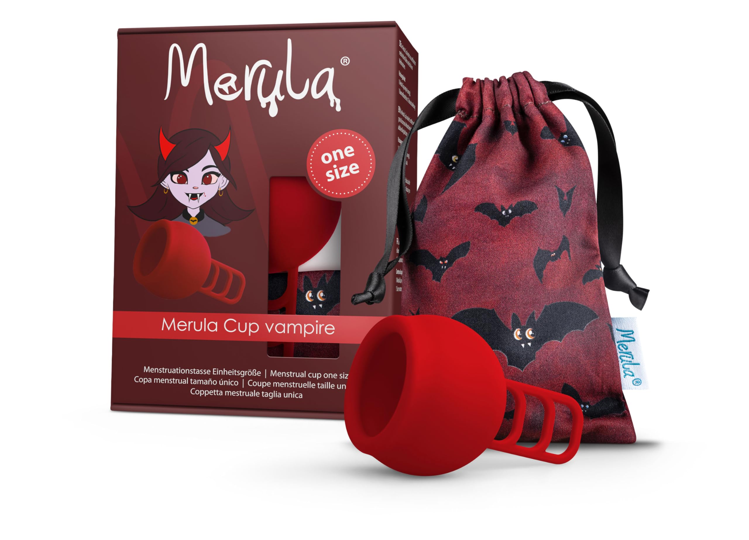 Merula Coppa vampire (rosso) – Tazza mestruale taglia unica in silicone medico