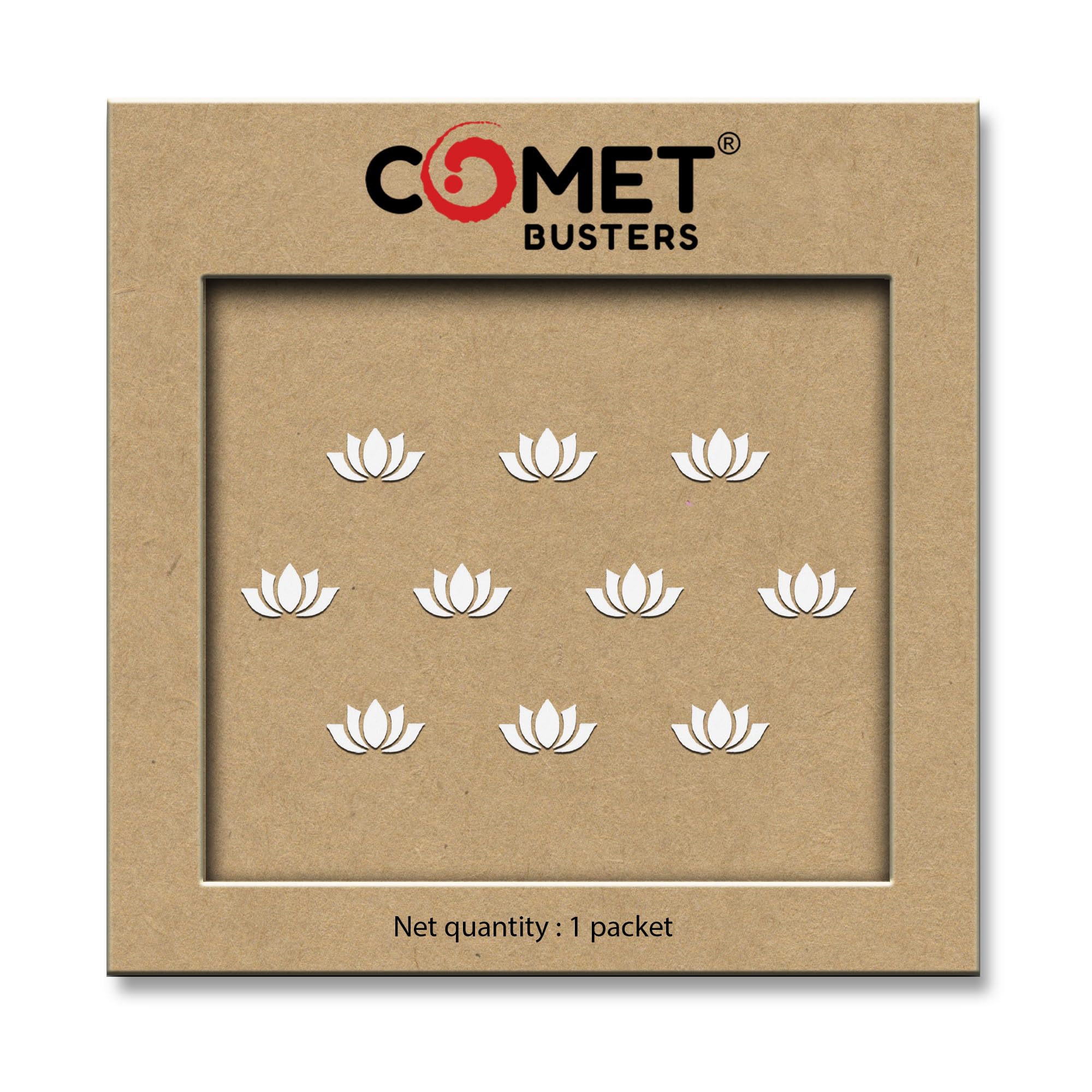 Comet Busters White Lotus Bindi for Women & Girls | 7mm Self-Adhesive Lotus Forehead Bindis | Reusable Ethnic Bindi (CBIN2655) (10 Bindis)-image-18