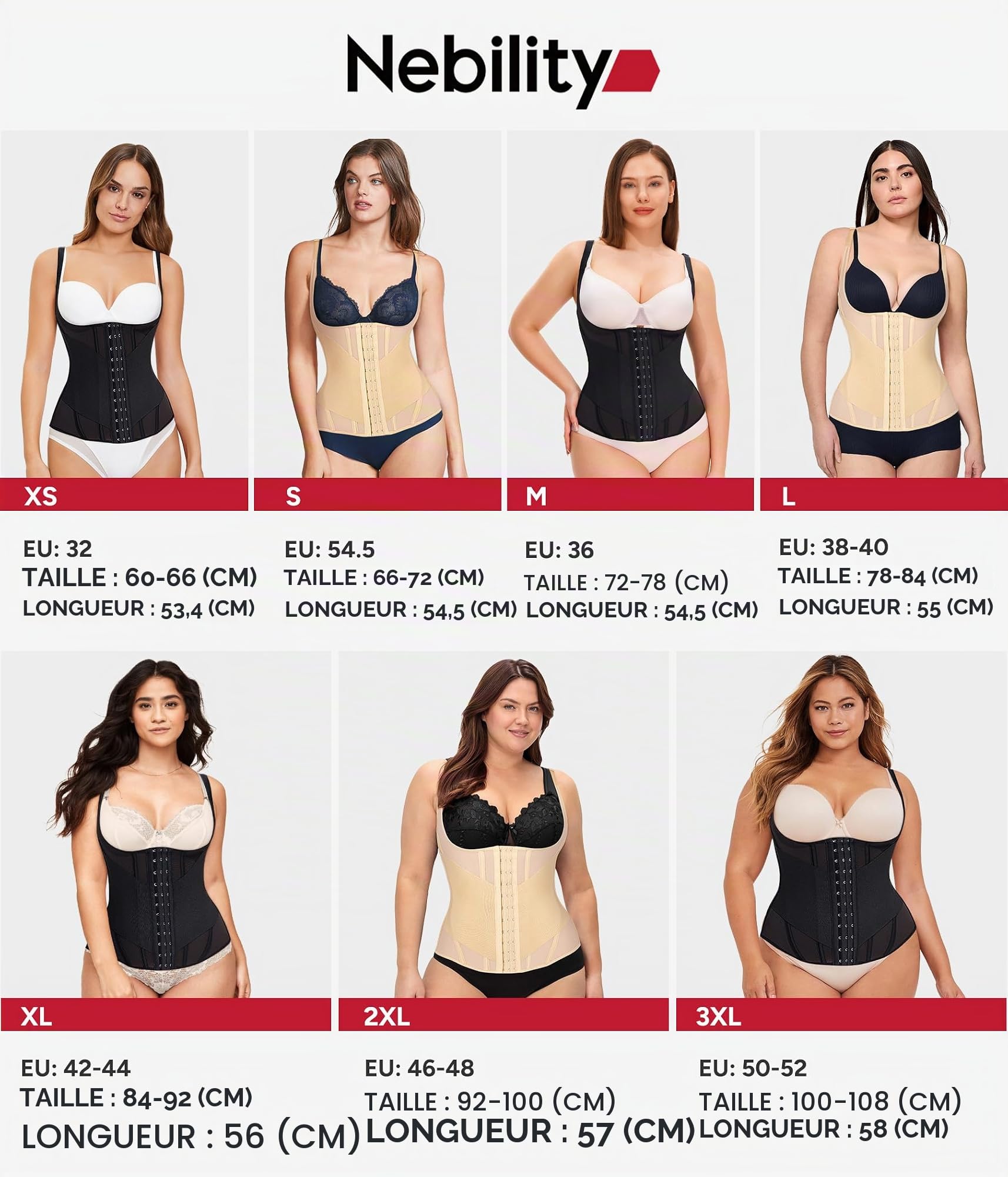 Nebility Femme Gaine Amincissante Ventre Plat Invisible Corset Minceur Waist Trainer Serre Taille Body Gainant Femme Ventre Plat Ceinture Post Accouchement