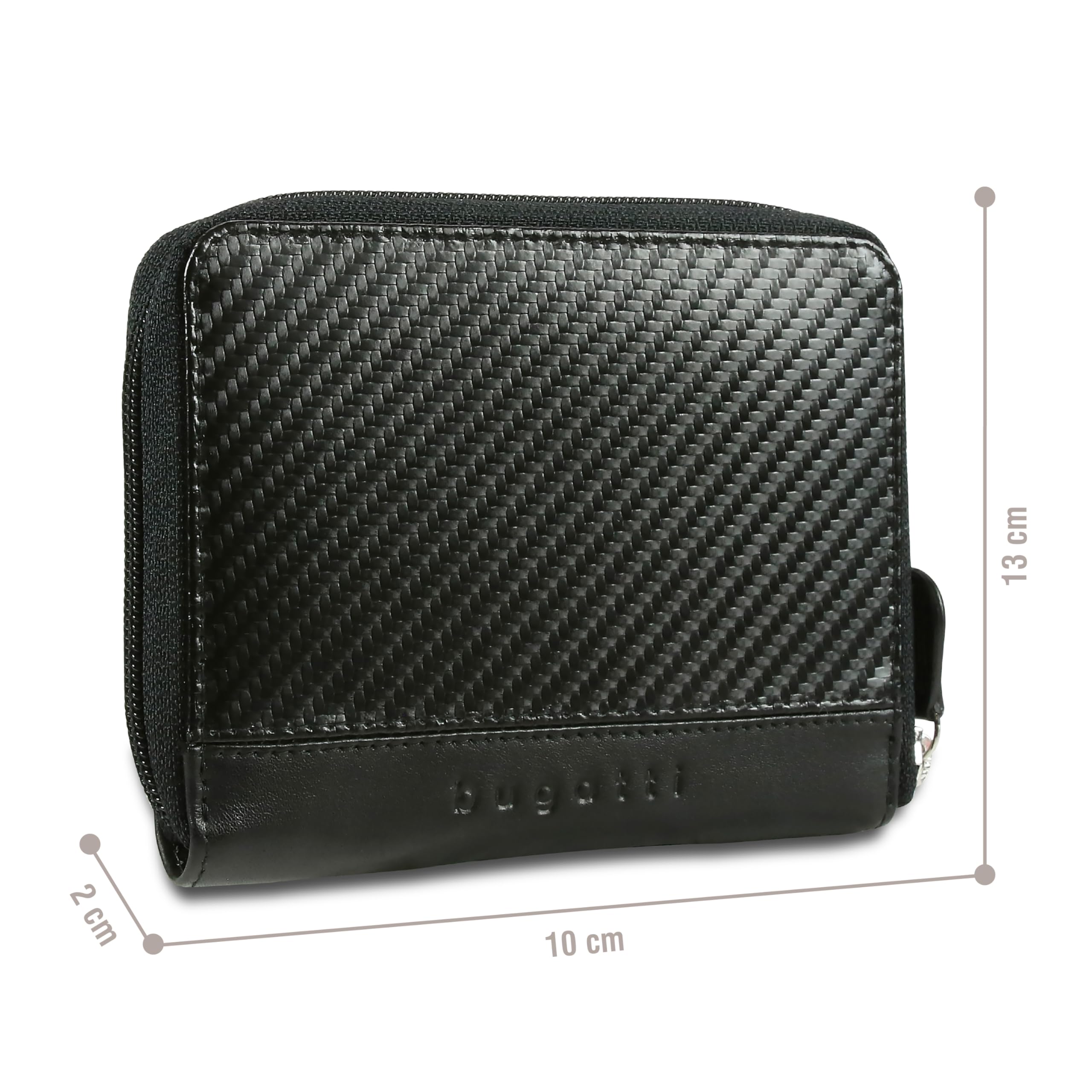 bugatti Comet Portefeuille RFID Homme en Cuir avec Zip, Format Vertical - Noir