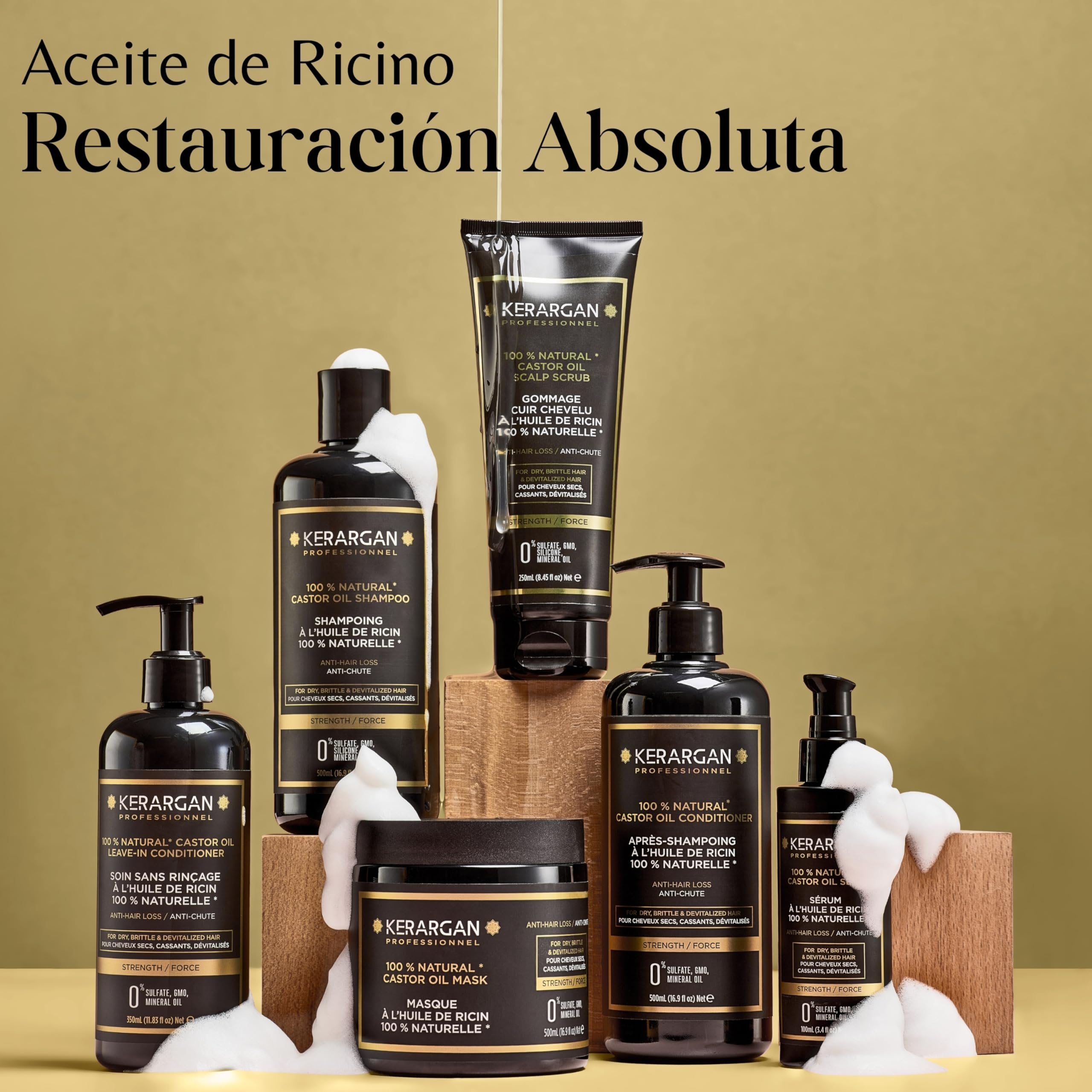 KERARGAN - Dúo con Ricino: Mascarilla y Exfoliante Capilar - 500ml+250ml