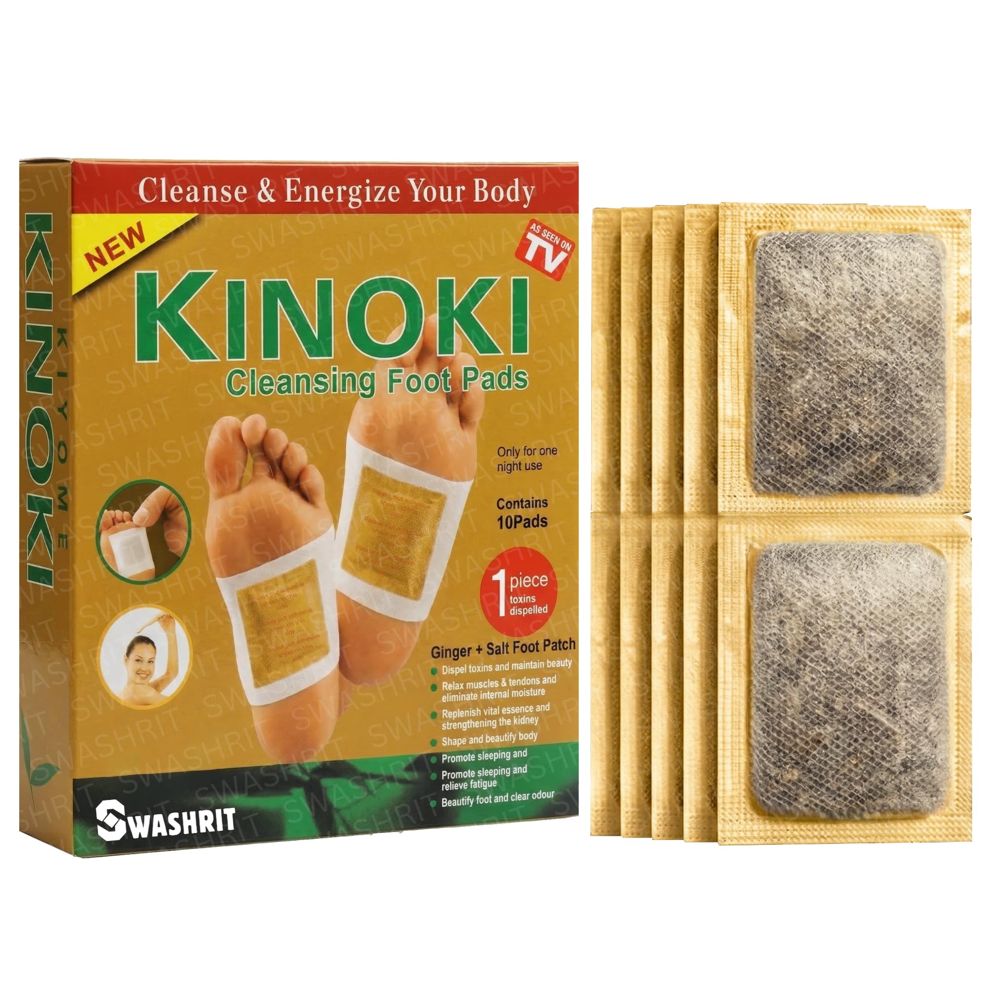 Kinoki Toxin Remover Foot Patches | Herbal And Gentle Ingredient Detox Foot Pads | Natural Ingredients for Sleep Aid Pain Relief Toxin Removal with Bamboo Vinegar and Acupoint Micro-Massage Technology (Golden) (Pack of 60)-image-20