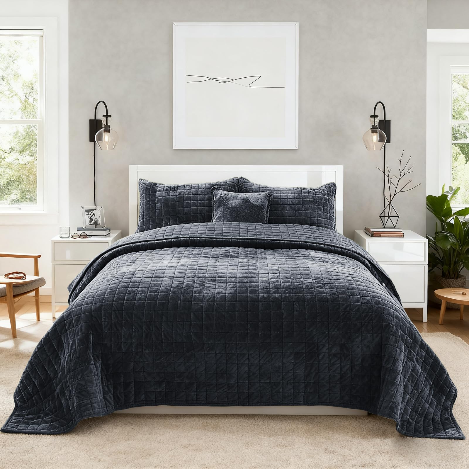 COCOPLOCEUS Quilt Set California King Size 106x118 Luxurious