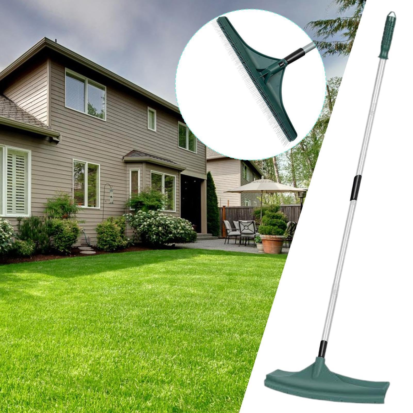 Rake do liści, Heavy Duty, Garden Rake, Long Handle Adjustable Lawn Cleaner