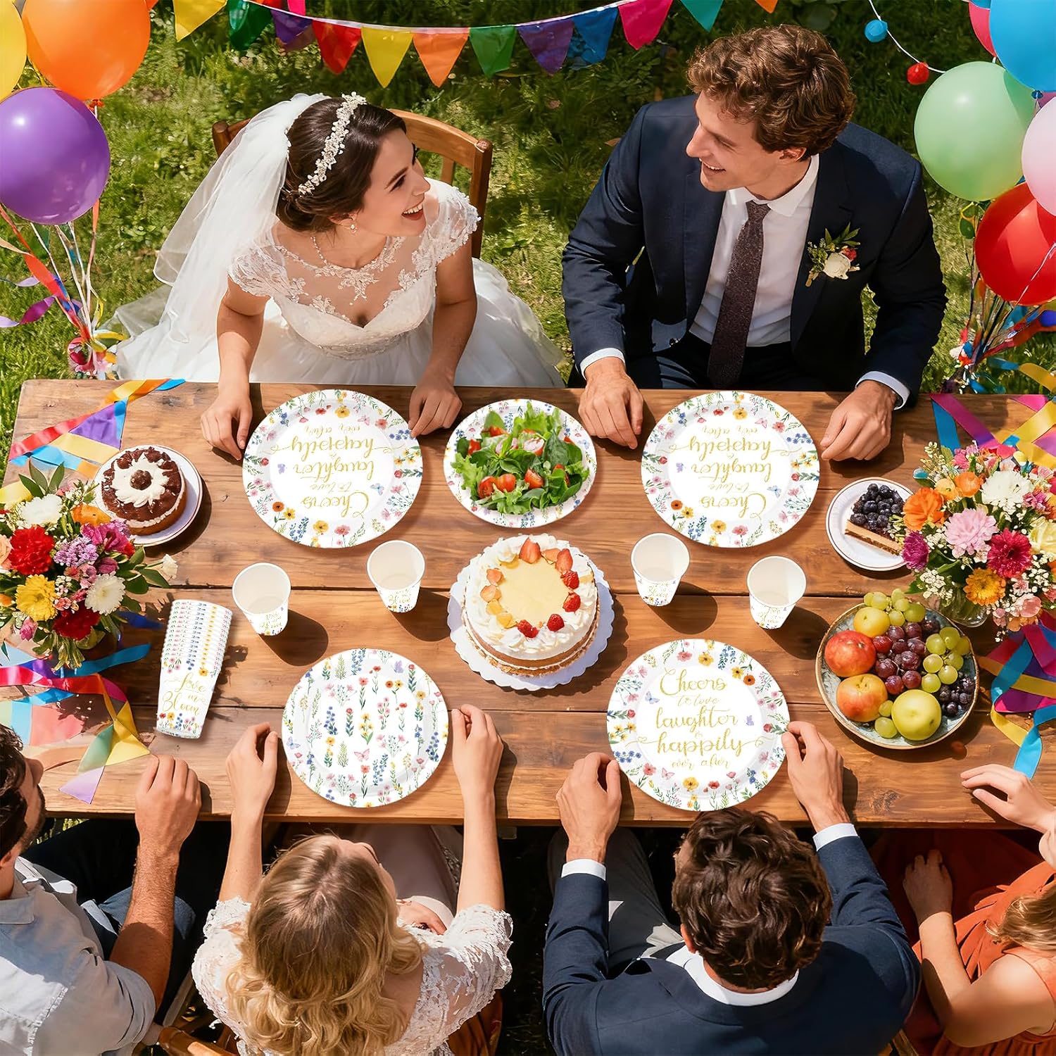 250Pcs Wildflower Bridal Shower Decorations Love in Bloom Plates and Napkins Cheer to Love Laughter Happily Ever Decoration for Engagement Wedding Shower Bachelorette Dinner Party Supplies Serve 50