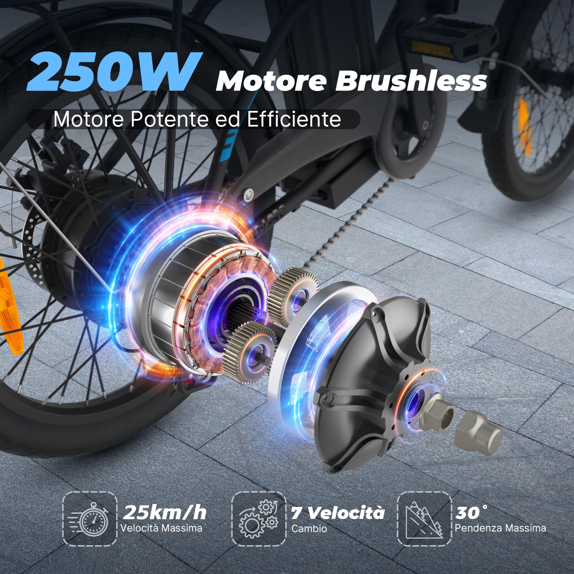 Bici Elettrica, 20" Bici Elettrica Pieghevole da 48V 624 Wh Batteria | Autonomia di 100 km, Motore 250W, Bici Elettrica Uomo Donna con Display LCD, 7 Velocità, E-Bike Per Pendolari Urbani