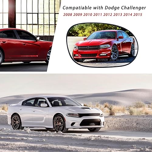 Miniatura 2 de Espejo de repuesto con calefacción lateral del pasajero derecho para Dodge Challenger 2008 2009 2010 2011 2012 2013 2014 2015 para Dodge Challenger