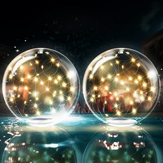 Tially Fairy Solar Floating Pool Lights - 14" Inflatable Waterproof LED Glow Balls (2 Pack) for Pool Parties & Outdoor Decor
