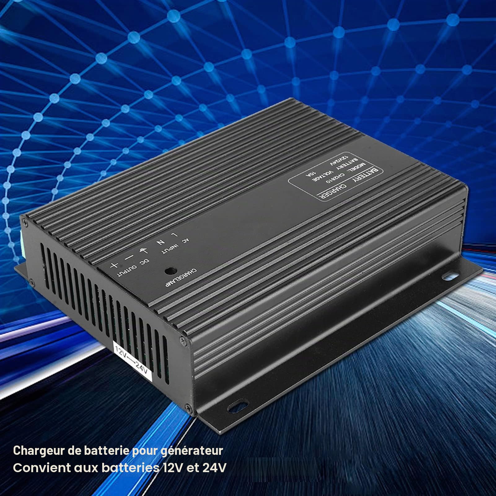 Chargeur de Batterie de Groupe électrogène, 12V/24V 10A Chargeur de Batterie Générateur Entrée Intelligente de Groupe électrogène 160-250VAC CH2810, Chargeur de Batterie,