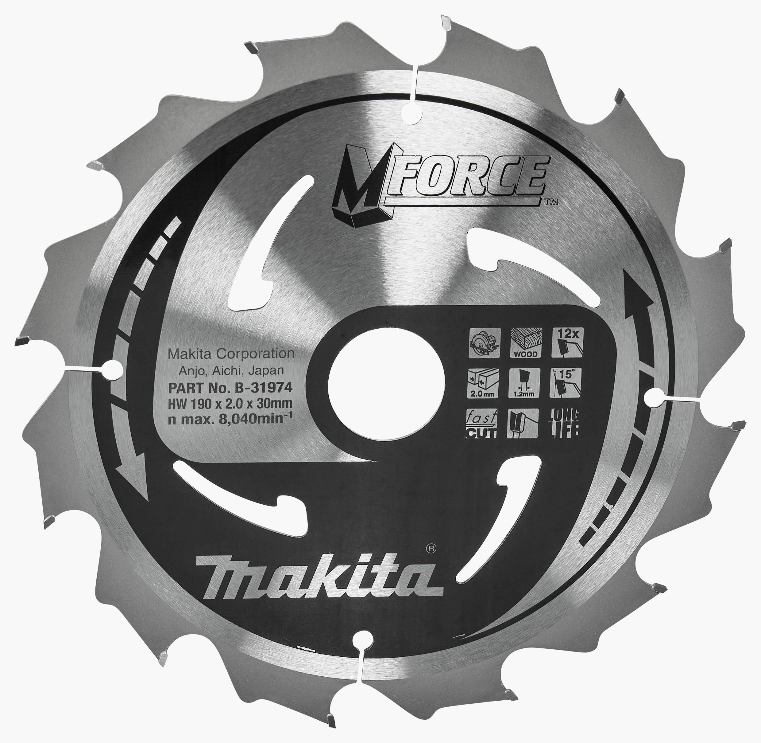 Makita Silver B-31974 Mforce Saw Blade 190X30x12t