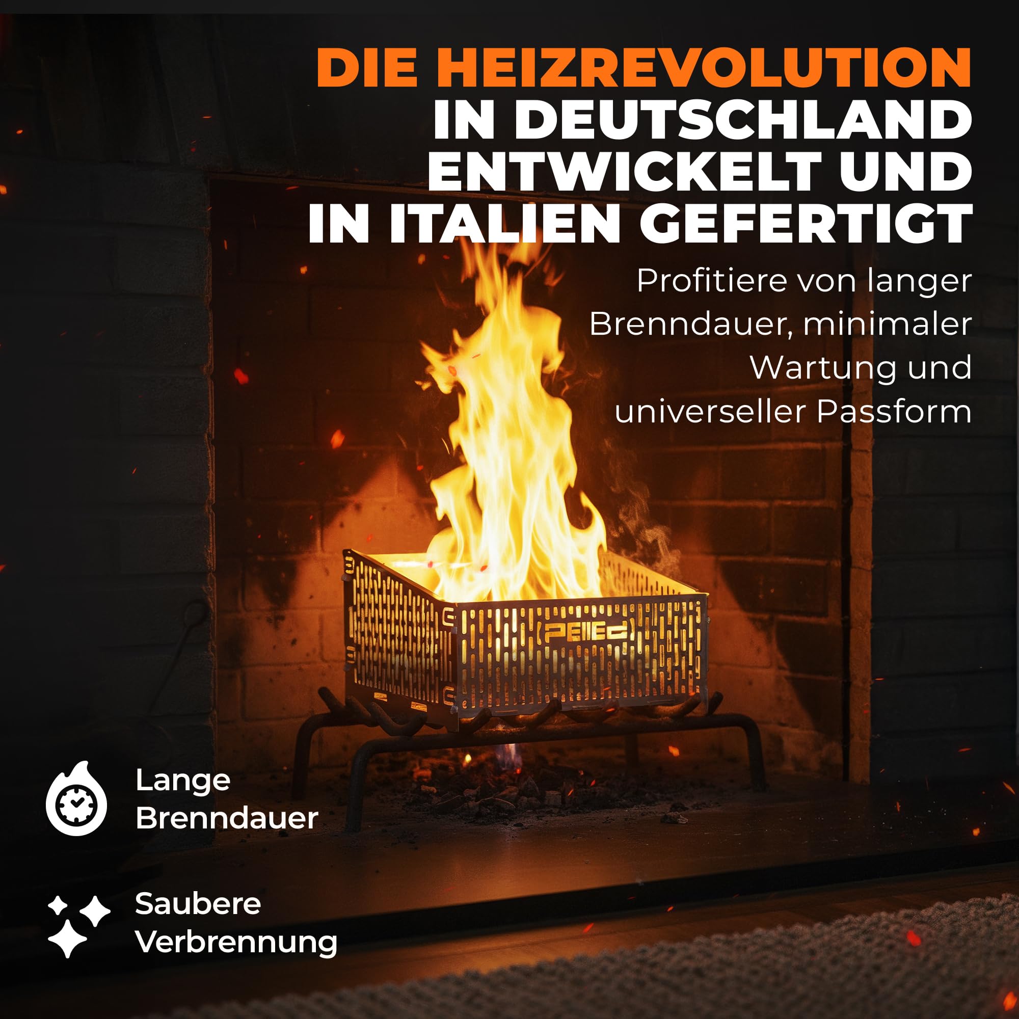 31x25x17cm hitzeresistenter Pelletkorb für Kaminofen | Edelstahl Pelletkorb | Pelletbrennkorb 30% mehr Heizleistung | Pelletkorb für Holzofen mit sauberer Verbrennung | Pelletskorb Kaminofen