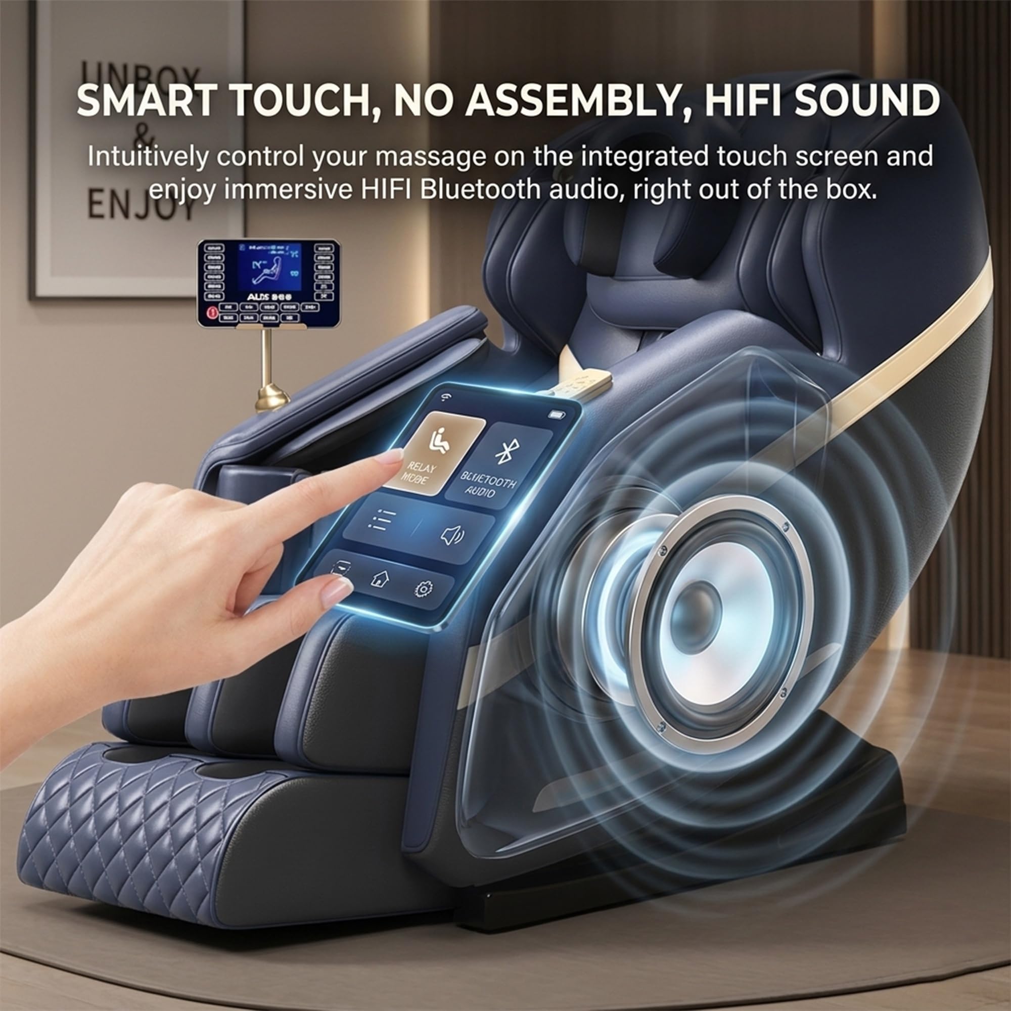 Sillón de Masaje Profesional Gravedad Cero con Riel SL, Escaneo Corporal IA, Masaje de Aire 360°, Calor Terapéutico, Altavoces Bluetooth HiFi, Pantalla Táctil LCD, Sin Montaje(Blue)