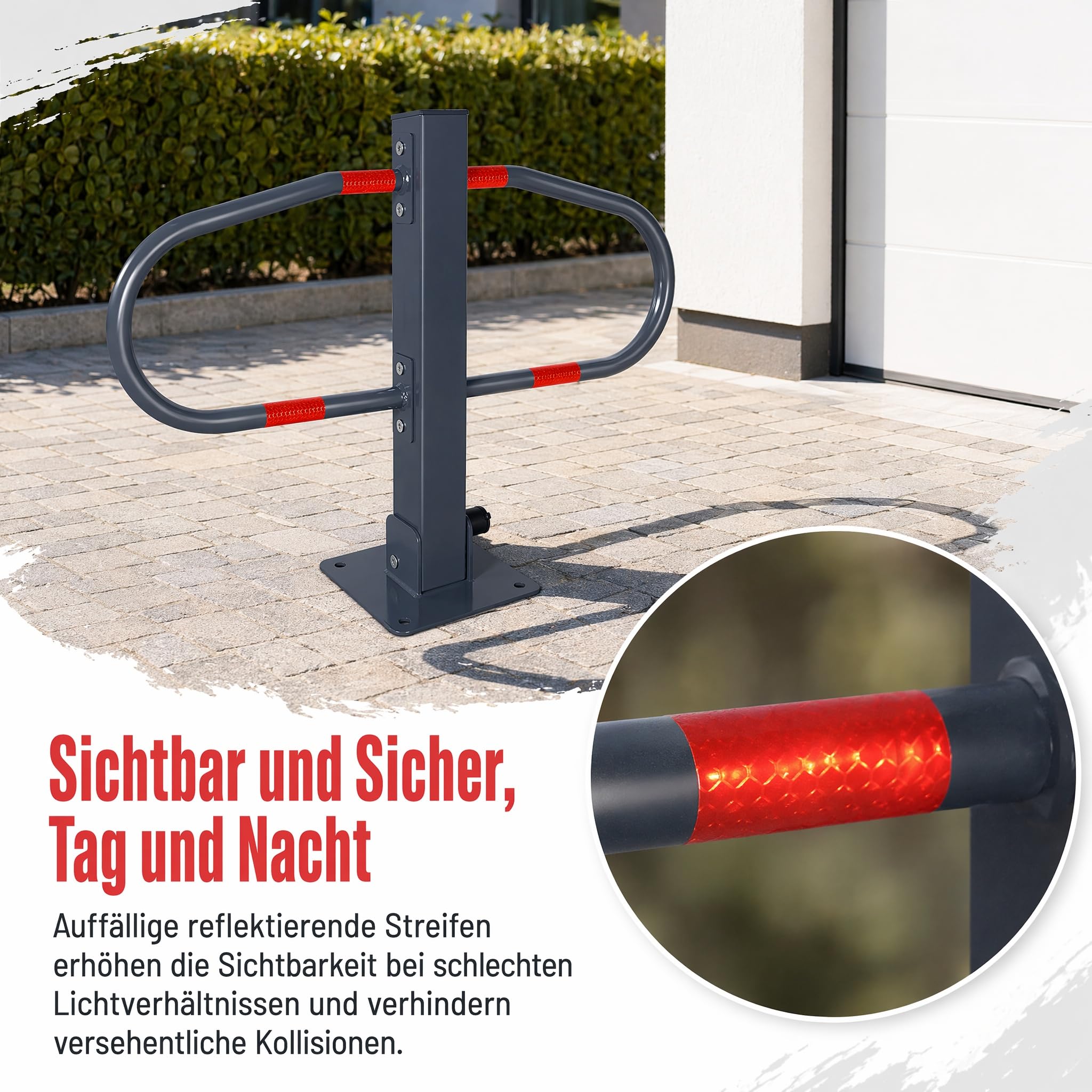 YRHome Klappbar Parkplatzbügel Parkplatzsperre aus verzinktes Stahl Absperrpfosten 51 x 73 x 18 cm mit 4 Schlüssel Sperrbügel Parkbügel Poller abschließbar für PKWs (2 Pfosten)