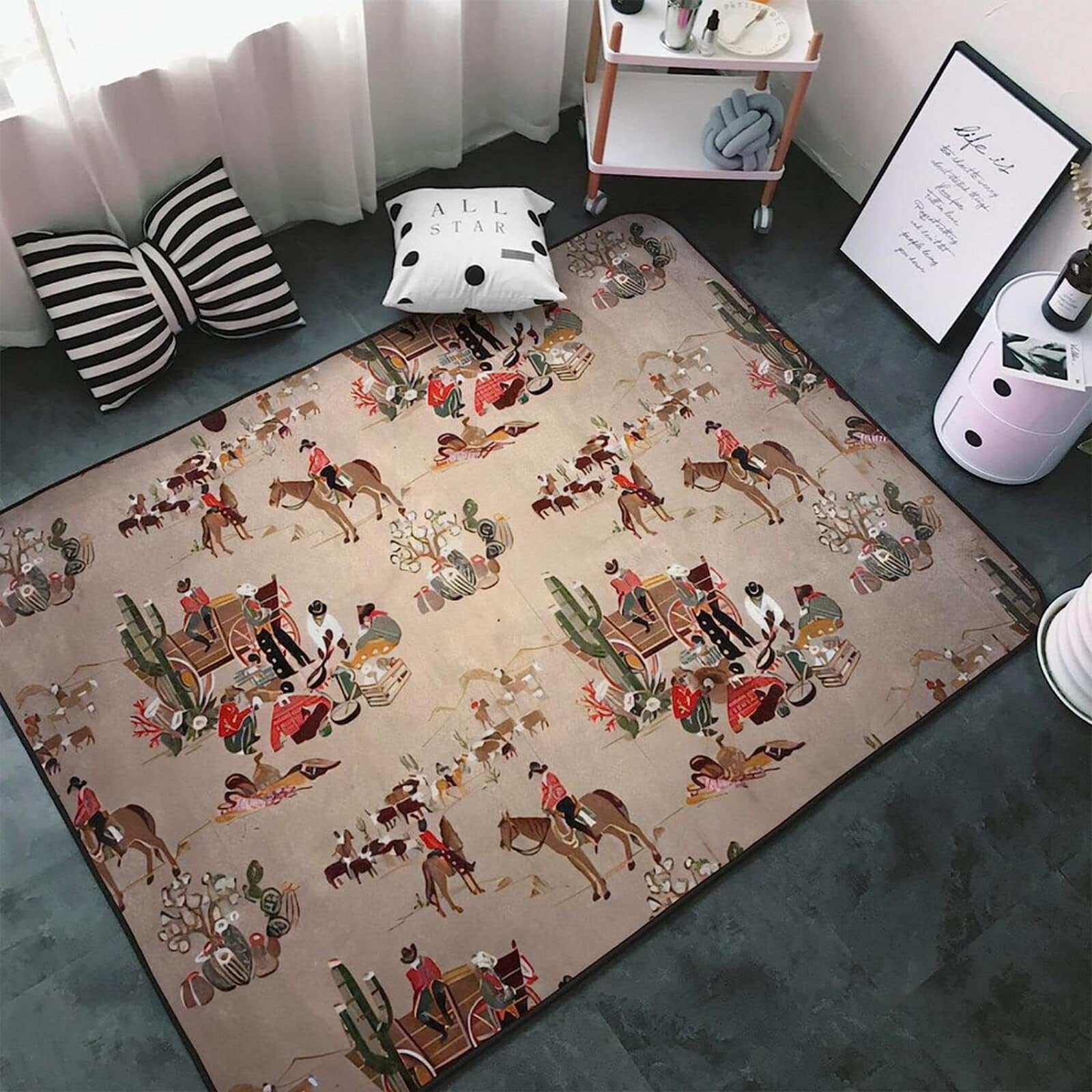 Morbido Tappeto Per Sala Da Pranzo Stampato In 3D Denim Con Motivo Occidentale 200 X 300 Cm - Tappeto Antiscivolo A Pelo Corto - Zerbino Decorativo Per La Casa - Antimacchia, Non Perde Peluc -4R8M9M3E