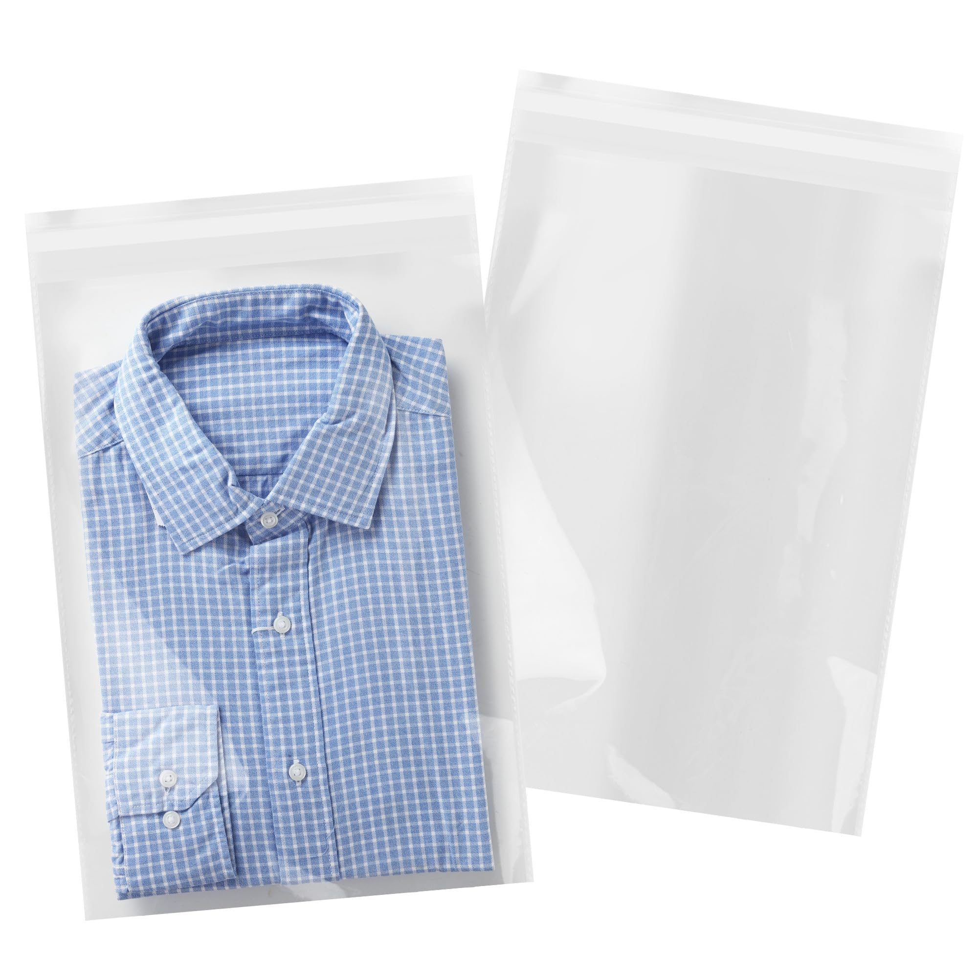 iMailer - 200 Count - 12" x 18" Clear Cellophane Bags Self Seal- Cello Large Resealable Plastic Poly Bags for Clothing, T-Shirts, Pants