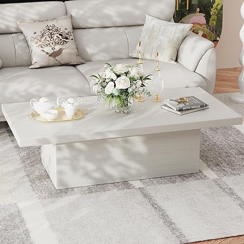 Farmhouse Coffee Table, 47.25" Modern Engineered Wood Cocktail Table, Scratch-Resistant Accent Table with Sturdy Frame for Living Room, Home Office & Lounge