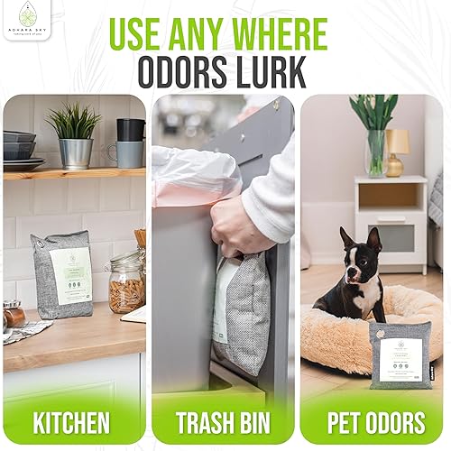 Miniatura 3 de Paquete de 12 bolsas purificadoras de aire de carbón de bambú, bolsas de carbón activado, absorbentes de olores, eliminador de olores para el hogar,