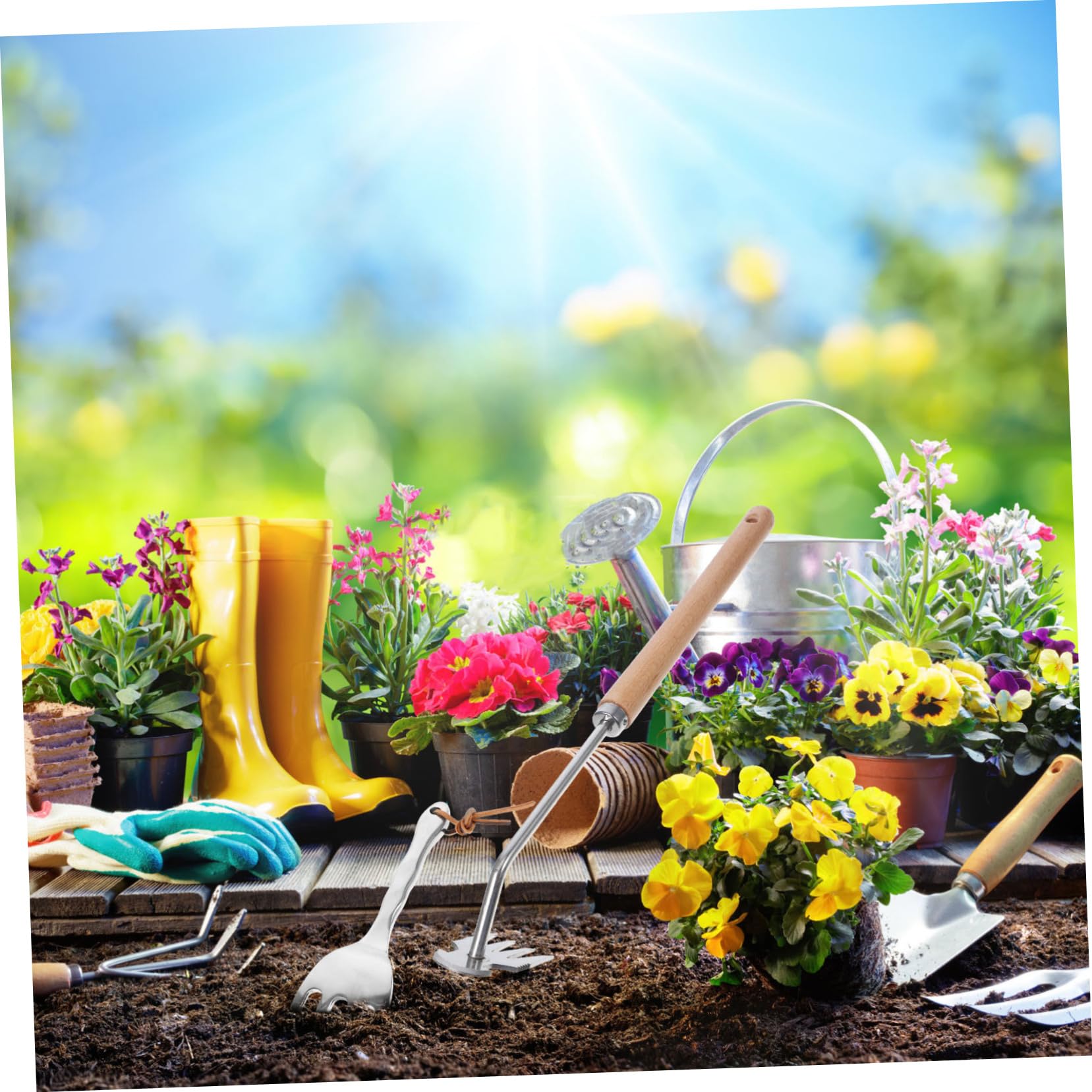 Supvox 5stücke Gartenwerkzeug Unkrautstecher Mit Langem Holzgriff Effektives Jäten Für Garten Und Parks Ergonomisches Design Für Müheloses Arbeiten