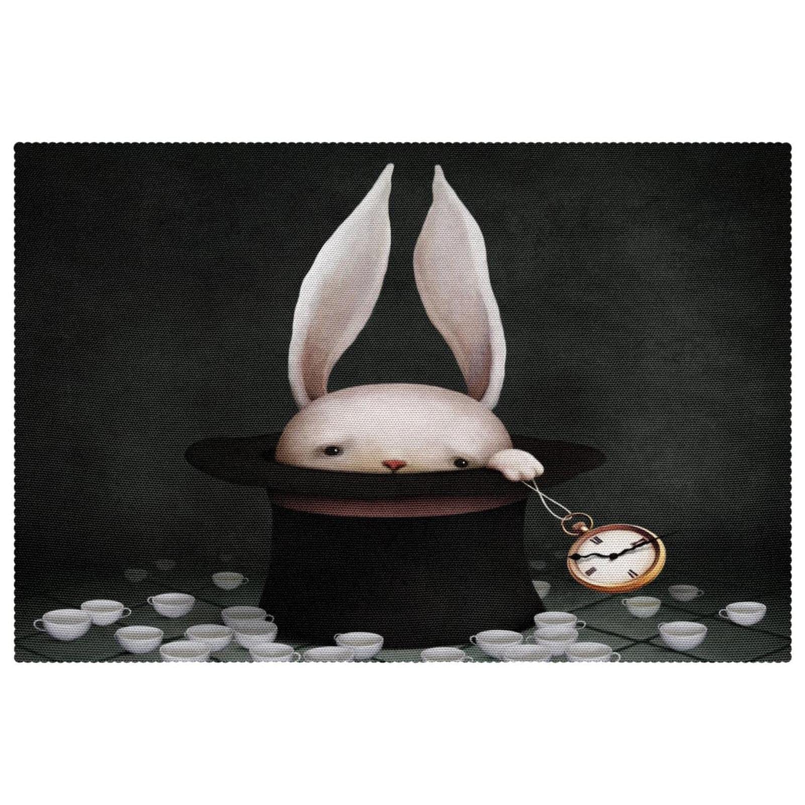 Set de table haut de gamme Oxford lot de 4 lavables résistants chaleur design lapin