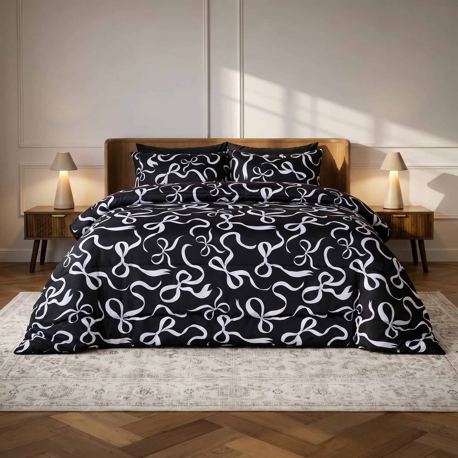 OHS Ribbon Bow Coverless 10.5 Tog Duvet Set Coverless Duvet, Mono - King โ image 1