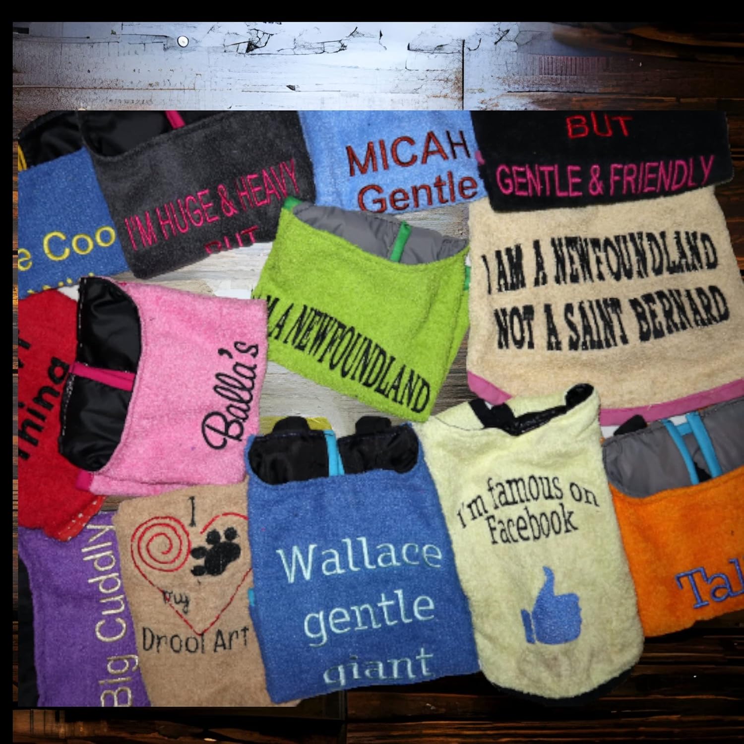 Personalized dog slobber bibs - 100% waterproof material - unique and elegant - super absorbent towelling material - pups to adults