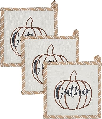 Miniatura 3 de Bountifall - Salvamanteles de calabaza (3 unidades, 8 x 8 pulgadas)