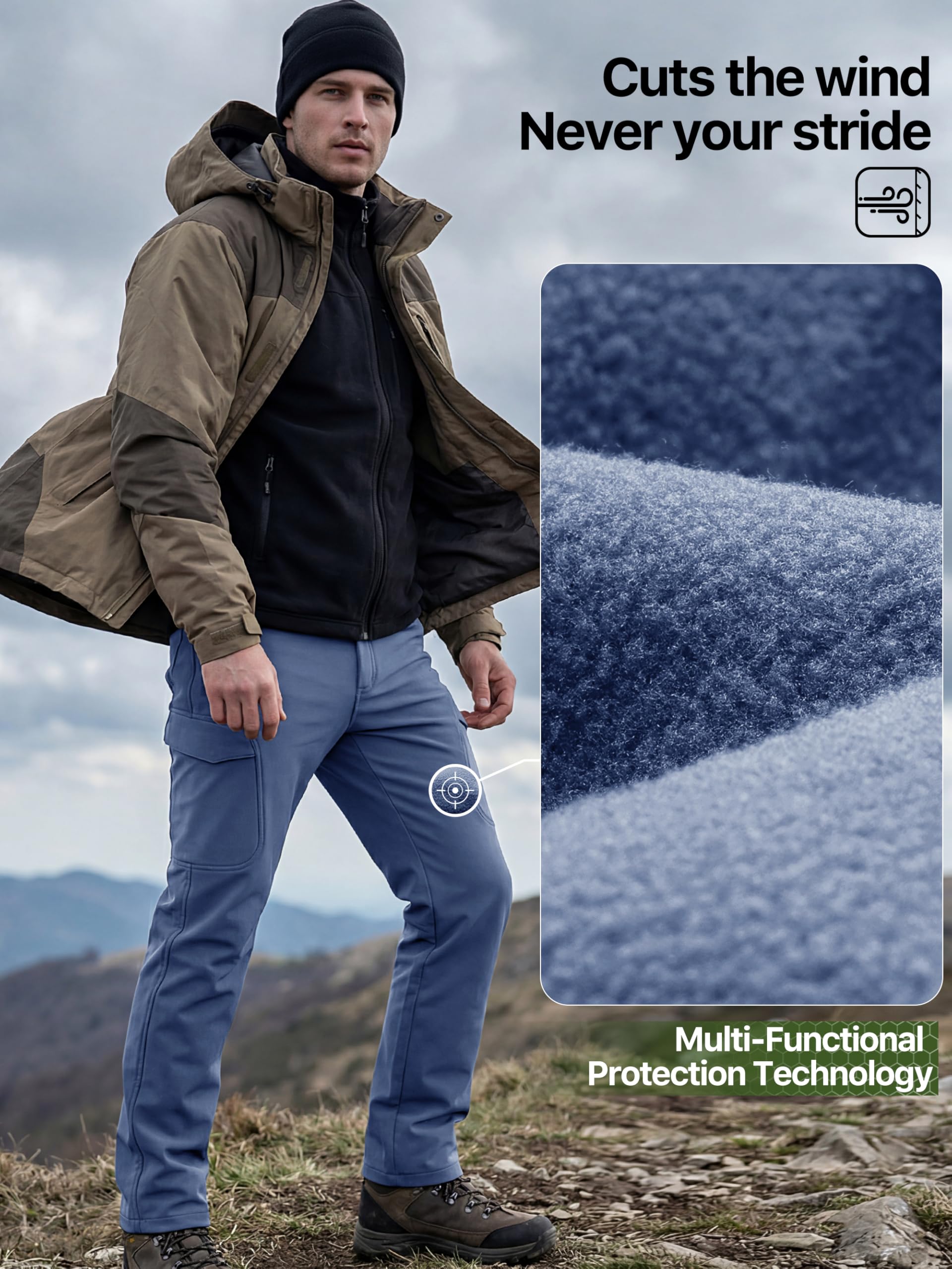 FREE SOLDIER Pantalones de esquí Impermeables para Hombre, de Invierno, para Caza, Exteriores, Resistentes al Viento, térmicos, para Invierno, para Escalada y Senderismo