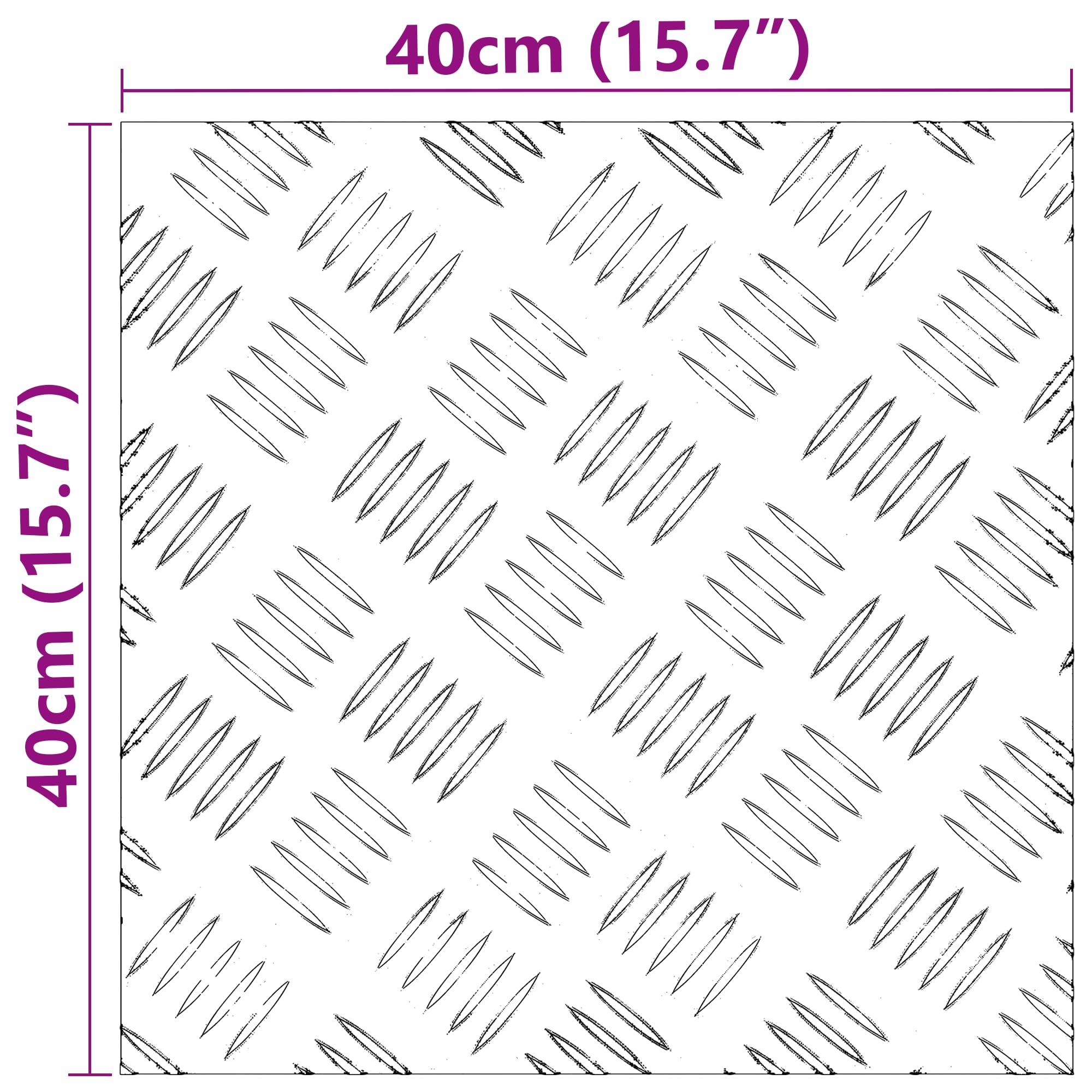 Juego de 4 chapas estriadas de aluminio, cuadradas, 40 x 40 cm, de acero metálico con superficie antideslizante para escaleras, alfombras y proyectos de bricolaje