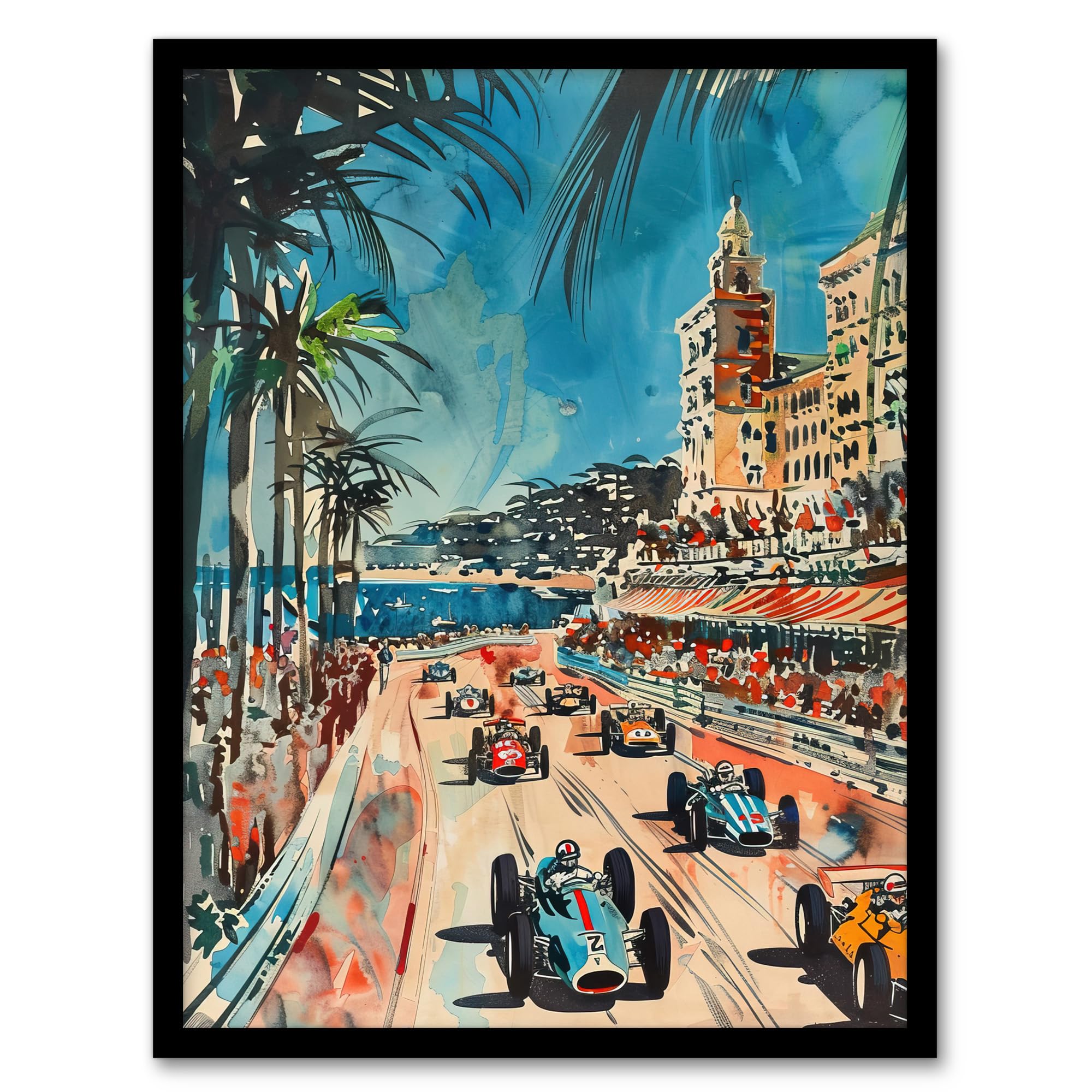 Artery8 Monaco 1973 Vintage Watercolour Motor Racing Wall Art PrintA4 Size from B&Q