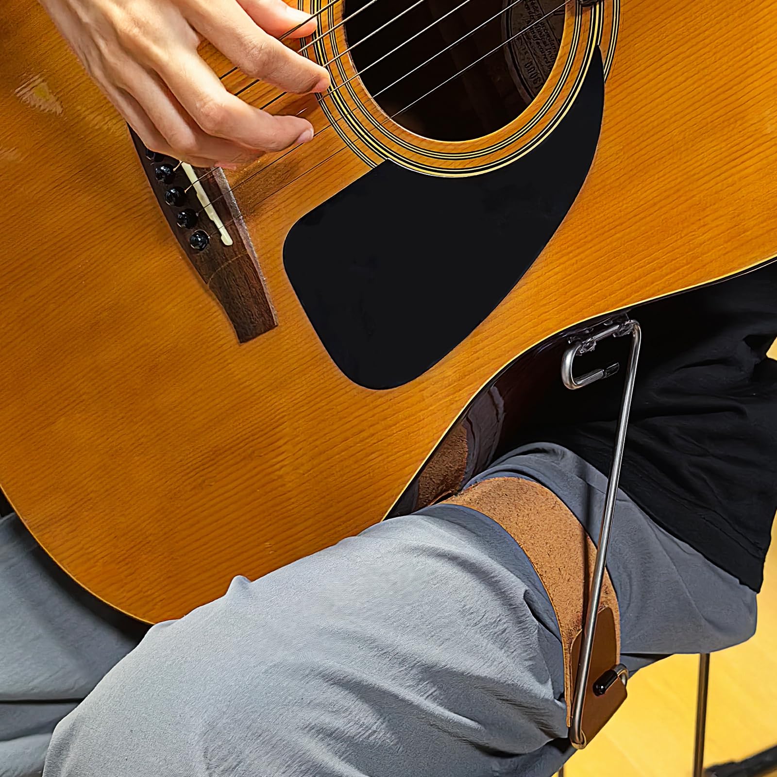 Musiin Guitar Leather Stand Z Shape Classical Guitar Stand Support Leg Stand Instrument Accessory (Brown) - Image 4