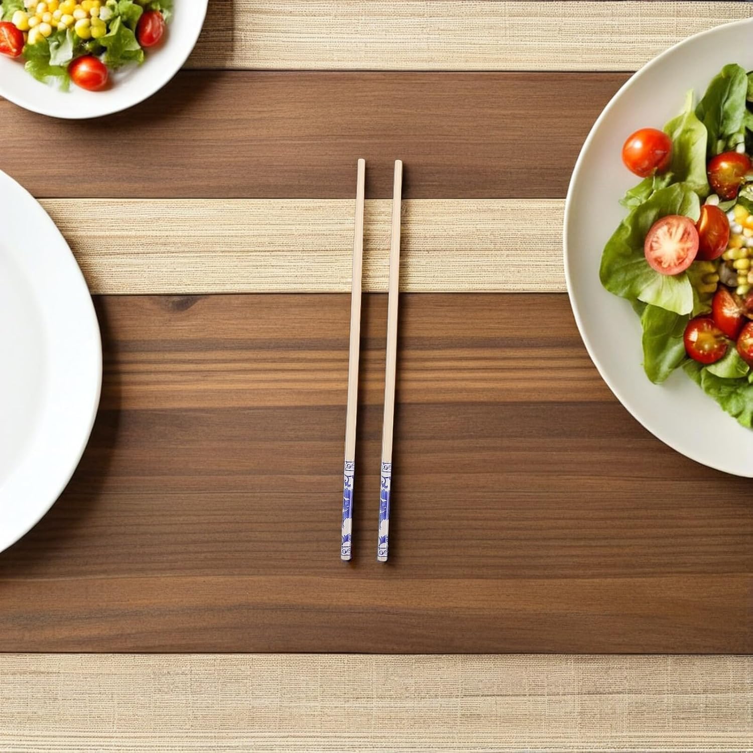 Disposable Chopsticks Set 50 Pairs with Blue and White Porcelain Pattern, Non-slip Chinese Style Tableware for Sushi, Ramen, Picnic, and Asian Cuisine