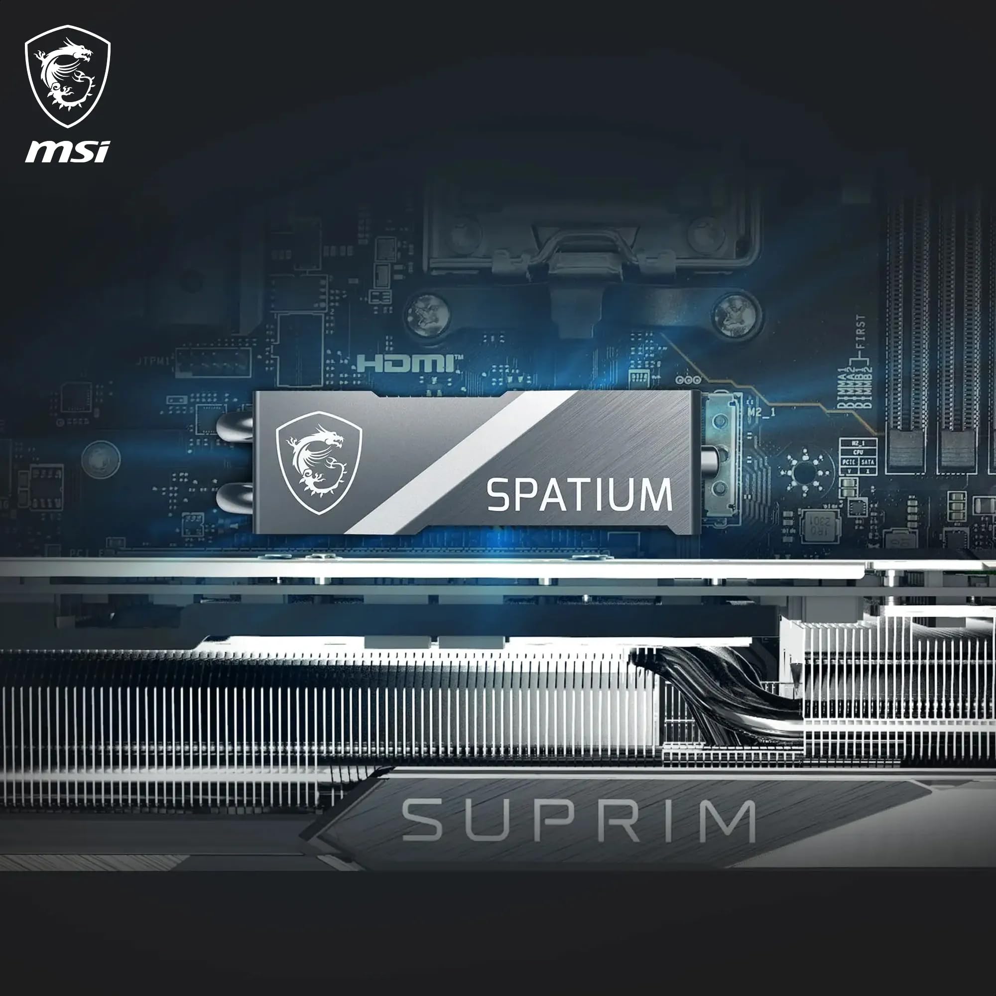 MSI SPATIUM M570 Pro PCIe 5.0 NVMe M.2 2TB FROZR - Disque SSD Interne 2 to avec radiateur, PCIe 5.0 NVMe M.2, Lecture 12400 MB/s & Écriture 11800 MB/s, 3D NAND, Garantie 5 Ans (1400 TBW)