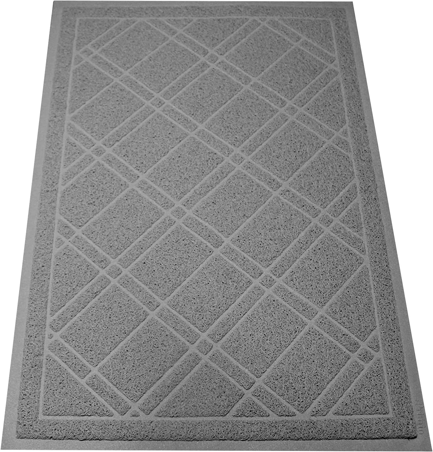 SlipToGrip Universal Door Mat, Plaid Design - Grey, 42" x 35" - Anti Slip, Durable & Washable, Outdoor & Indoor Floor Welcome Mat Door Mat Entry - Rug for Garage, Patio, Front Door, Dust Absorbent