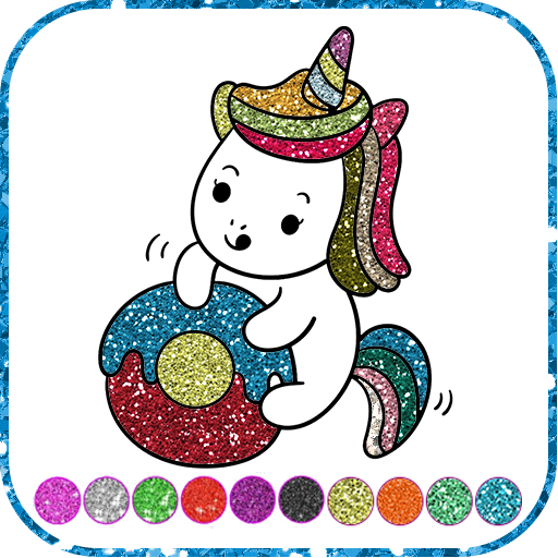 Unicorn Rainbow Glitter Coloring Book - Color Games