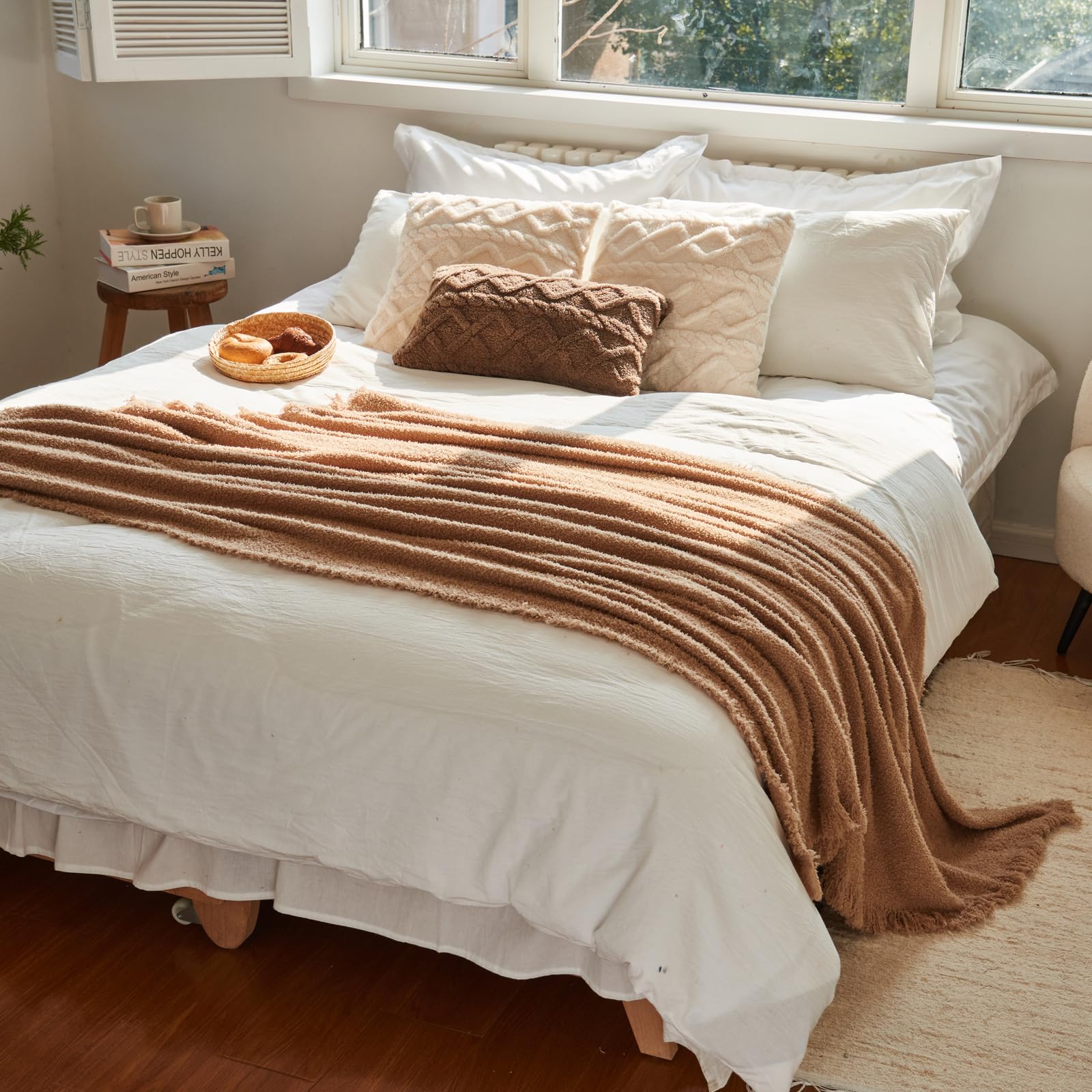 Easeon Überwurfdecke Aus Strick – Weiche Boho-Decke Für Couch & Bett, 129,5x160 Cm, Gemütliche Heimdekoration