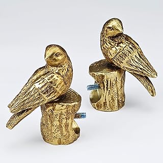 Decorative Curtain Rod Finials, Pretty Polyresin Gold Bird Finials, Set ...