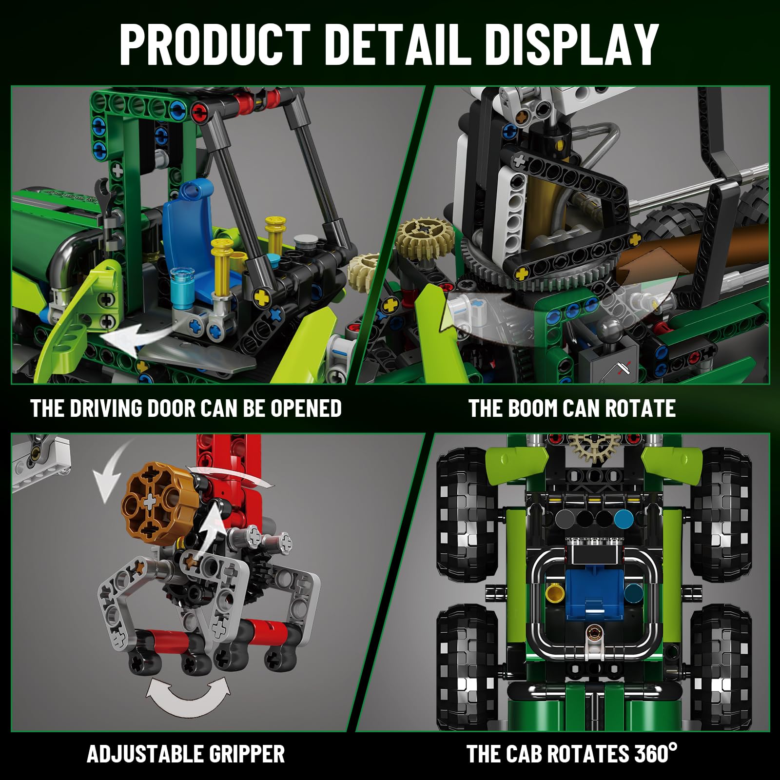 Mould King 19006 Technique Pneumatic Forest Machine Bloques de construcción, 938 piezas Versión dinámica del modelo de camión neumático, kit para maquinaria forestal