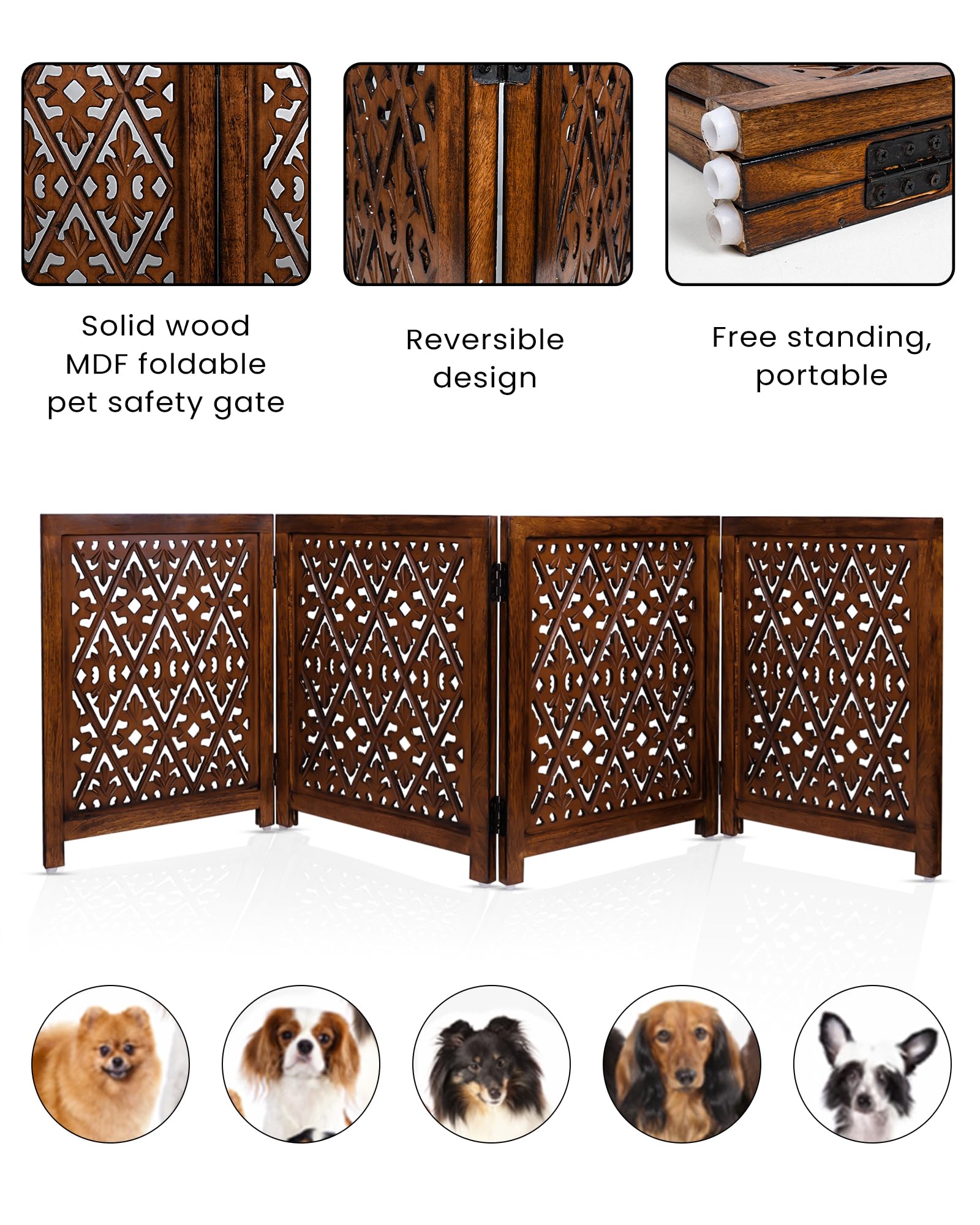 Foldable Partition Screen Room Divider, Floor Standing 3-Panel Small Space Seperate Privacy Panels With Removable Base, For Bedroom Lounge Teahouse - View #6