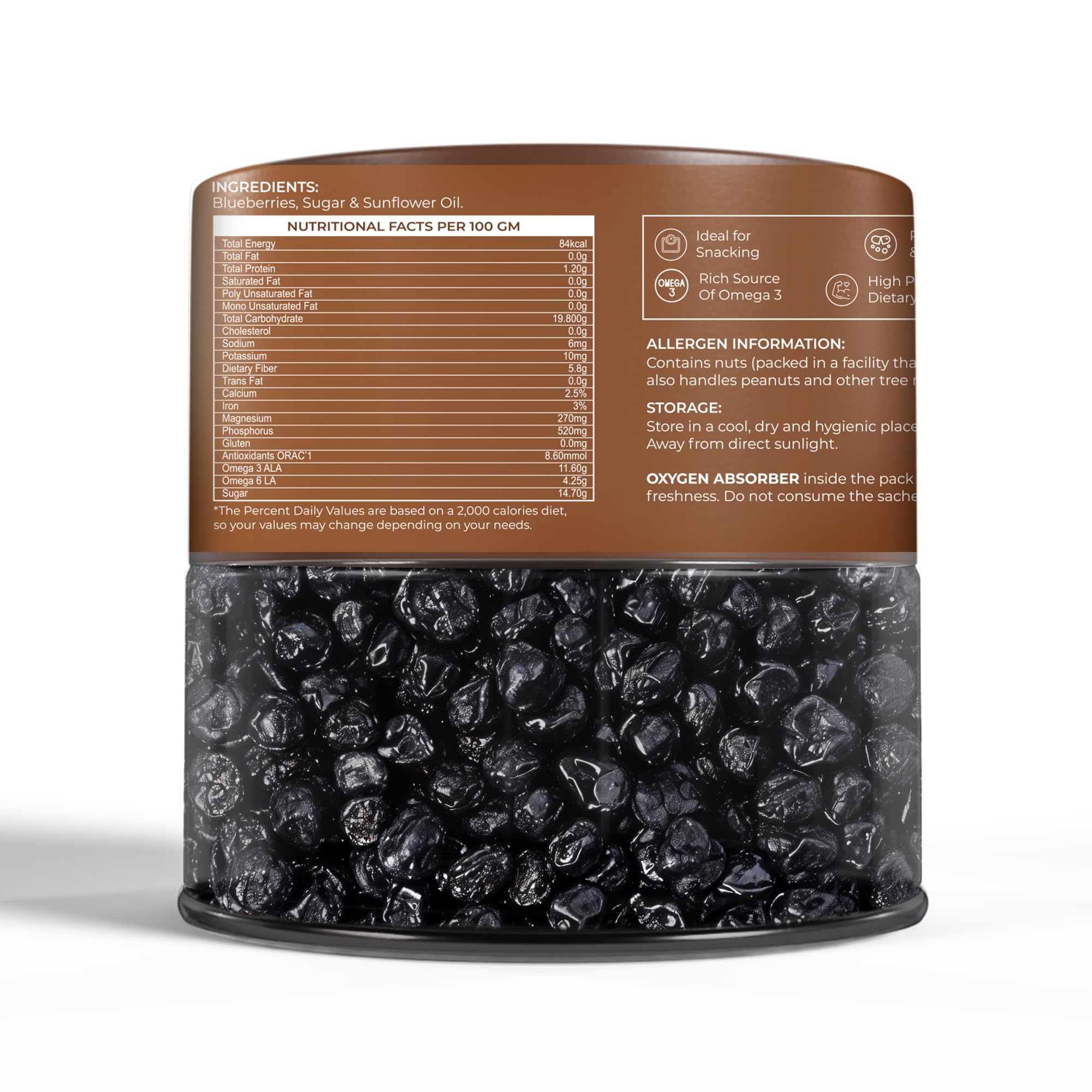 CrustNotch Blueberries -Finest Variety of Berries | Bursting with Flavor | Packed with Antioxidants | Healthy & Tasty Whole Dried Blueberries | Rich in Calcium & Vitamin K-250GM - Image 3 thumbnail
