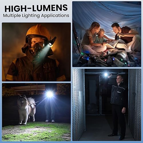 Miniatura 9 de Linternas LED recargables de alto lúmenes, linterna súper brillante de 99,000 lúmenes con 7 modos e impermeable, potente luz flash de mano